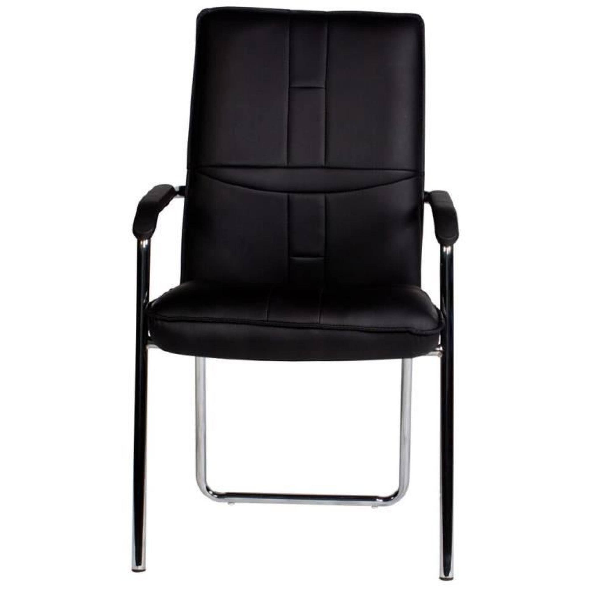 Chaise noir et acier chromé avec accoudoirs pas cher