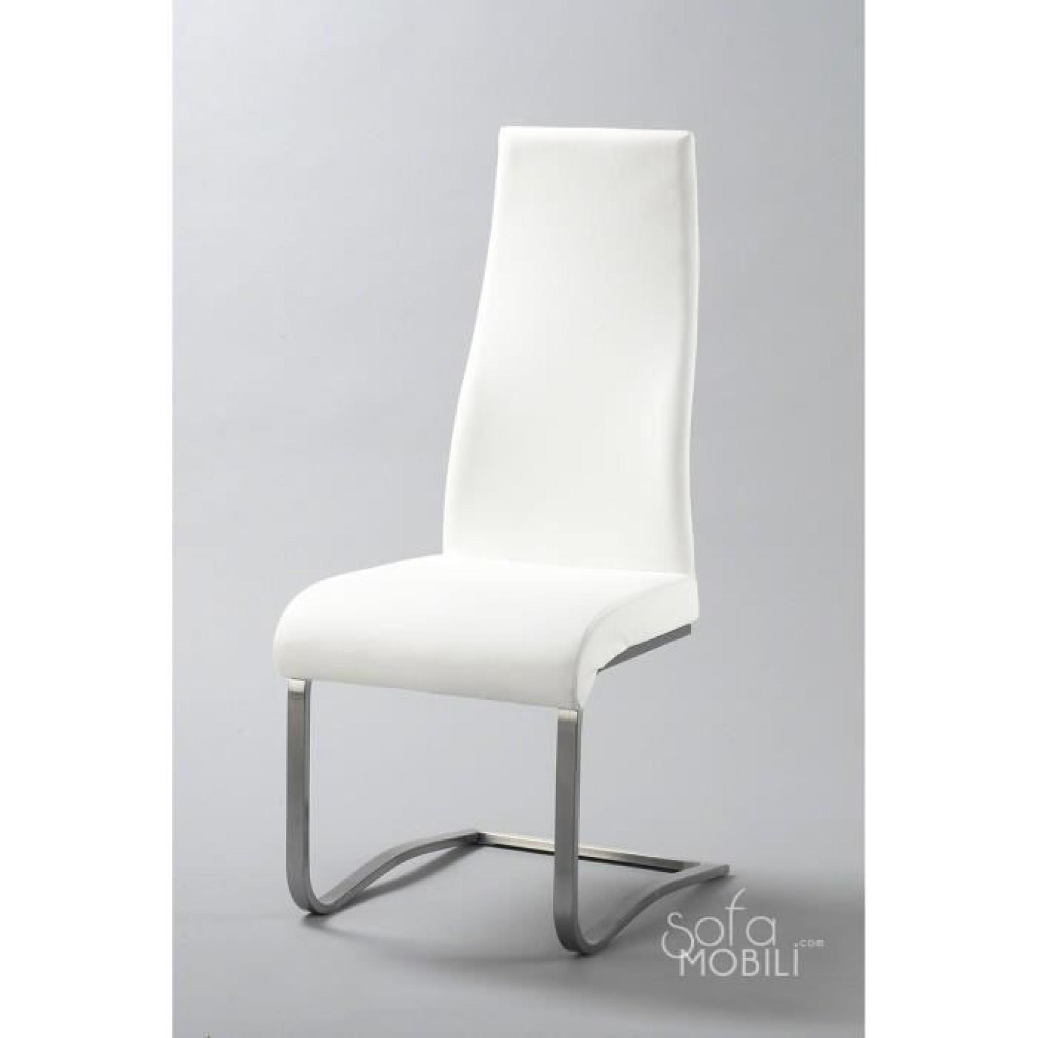Chaise noir, gris ou blanc métal et PU MOLA Blanc