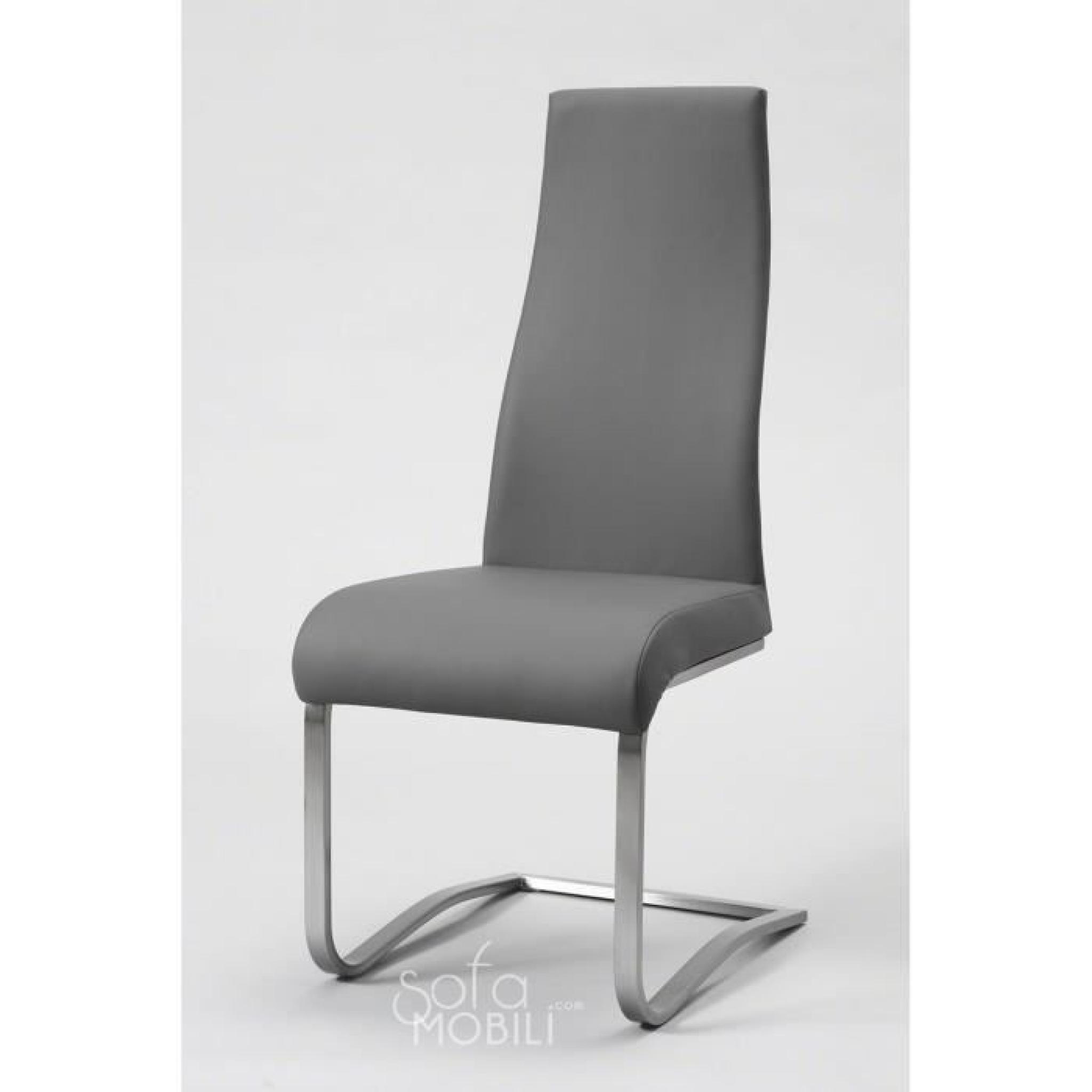 Chaise noir, gris ou blanc métal et PU MOLA Gris