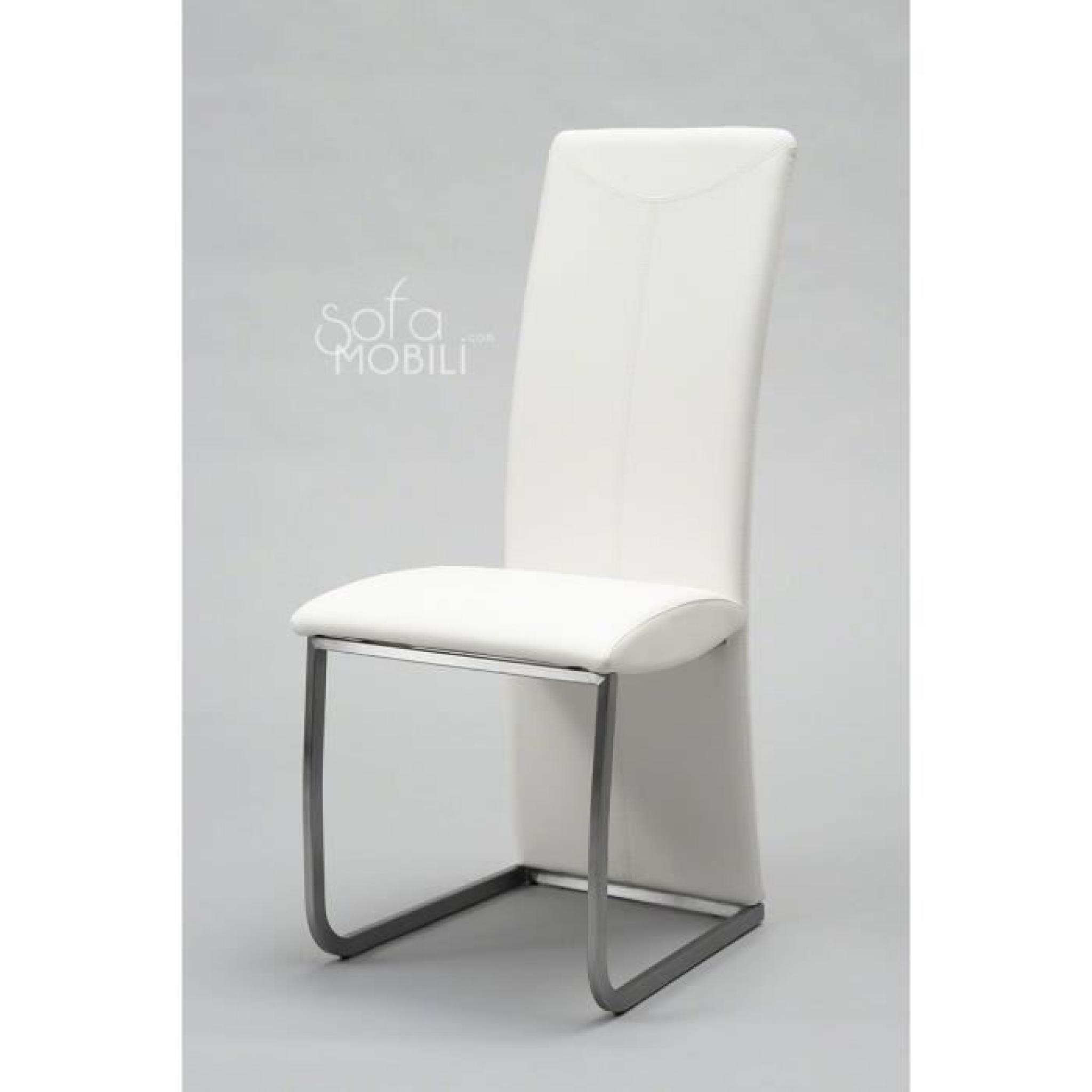 Chaise noir, gris ou blanc métal et PU VALIA Blanc