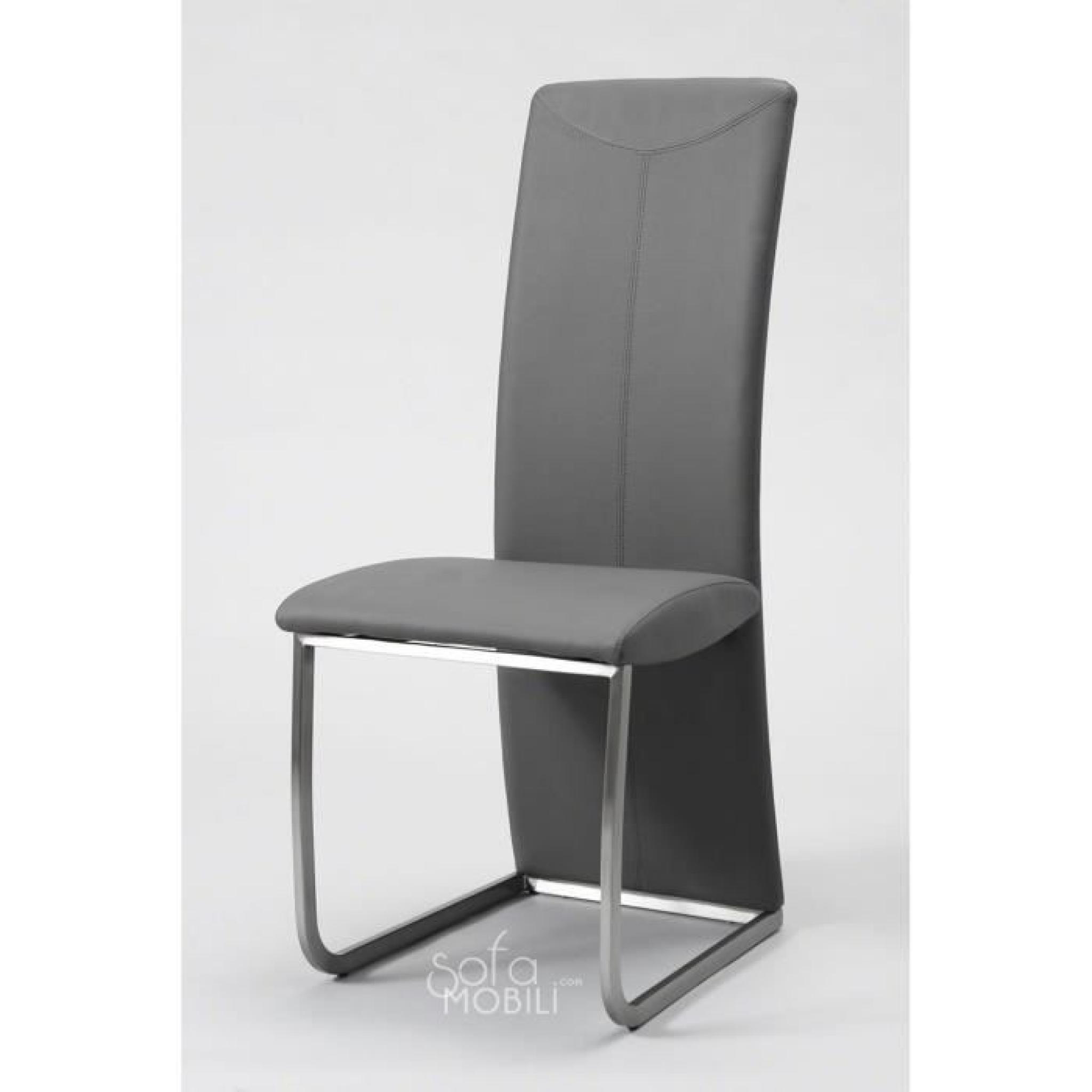 Chaise noir, gris ou blanc métal et PU VALIA Gris