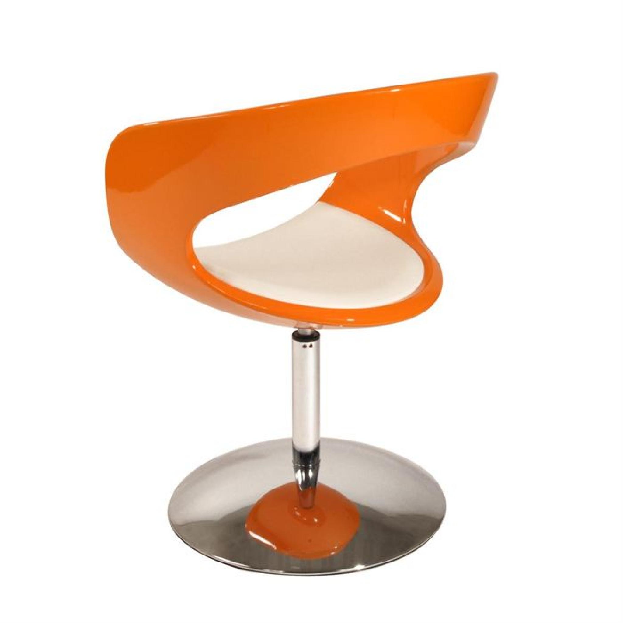 Chaise design rétro orange et blanc GROOVY pas cher