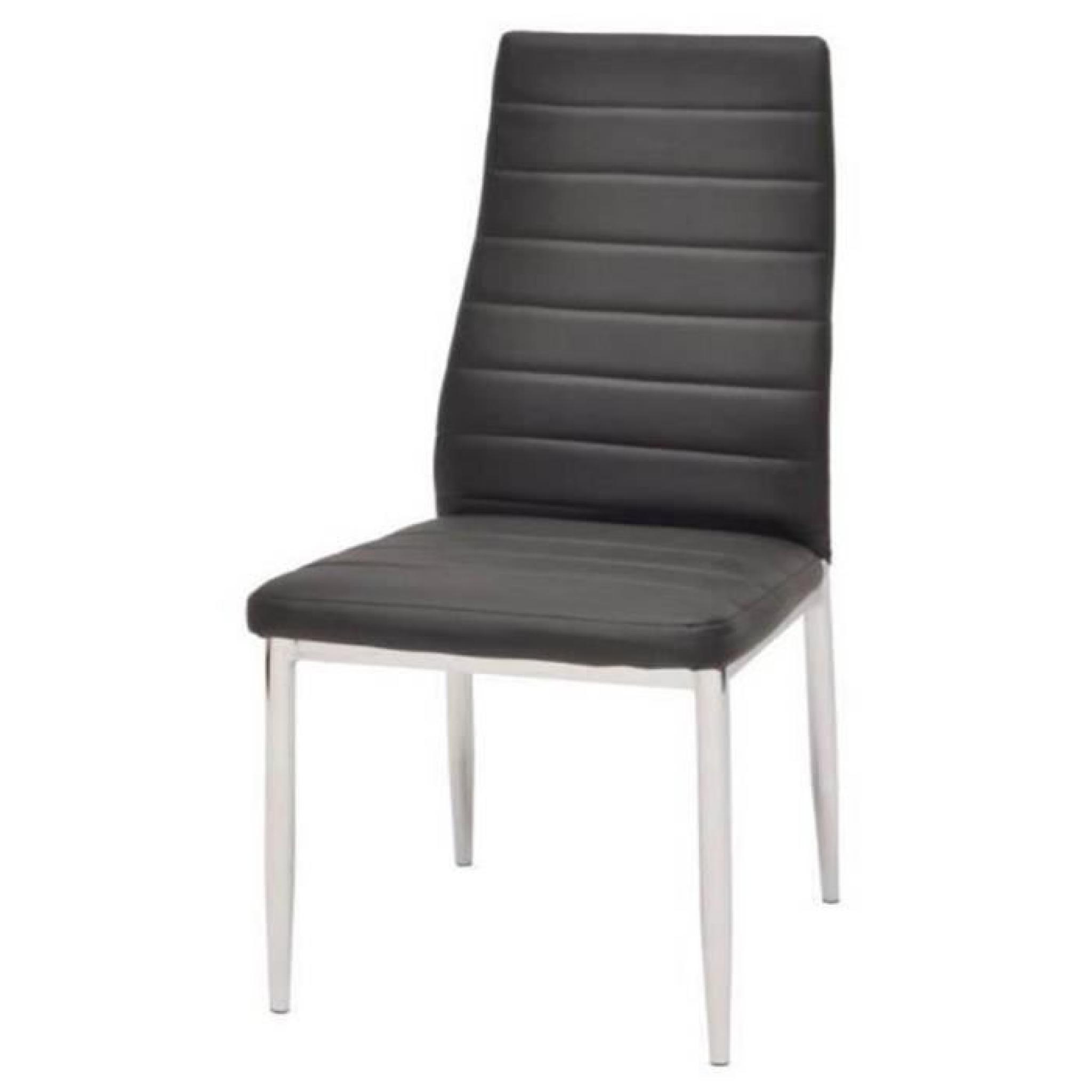 Chaise piètement en métal et assise en simili noir, 40 x 51 x 96 cm