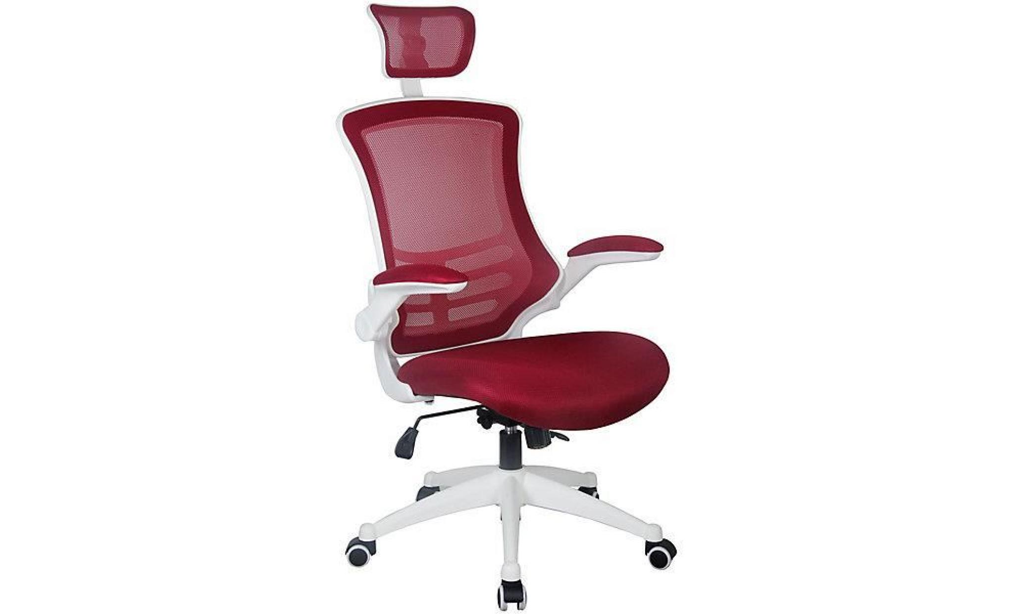 chaise pivotante de bureau flexi   avec dossier maille filets et appuie tête, rouge   pas cher