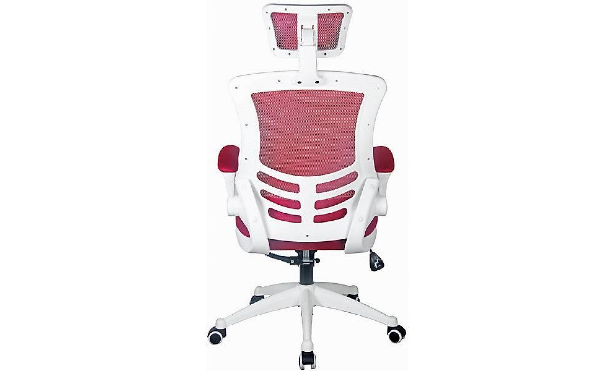 chaise pivotante de bureau flexi   avec dossier maille filets et appuie tête, rouge   pas cher