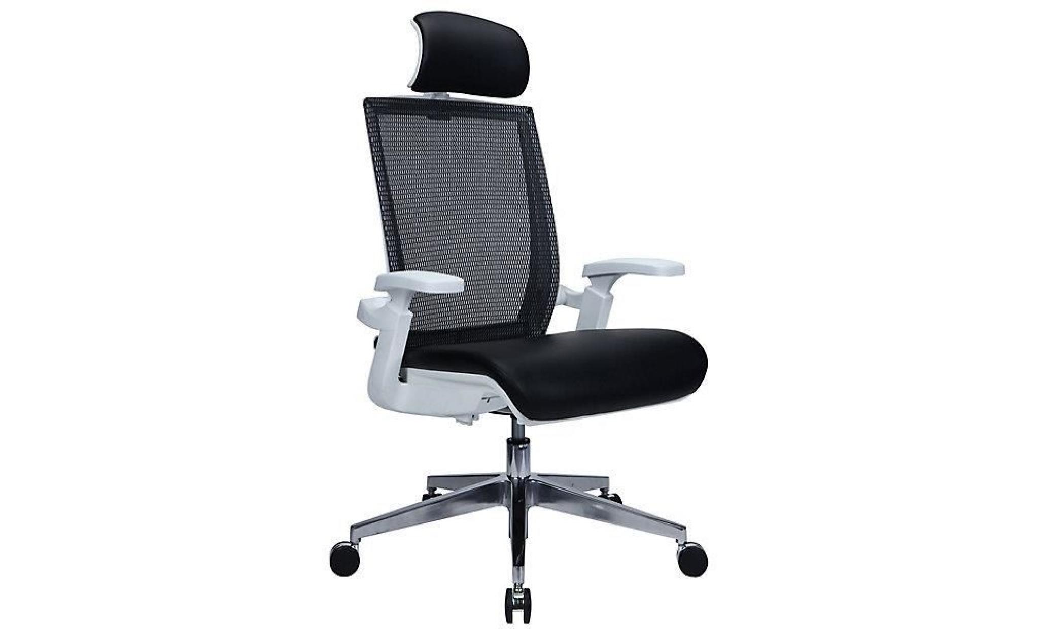 chaise pivotante de bureau traction   avec dossier respirant et appuie tête, gris   pas cher