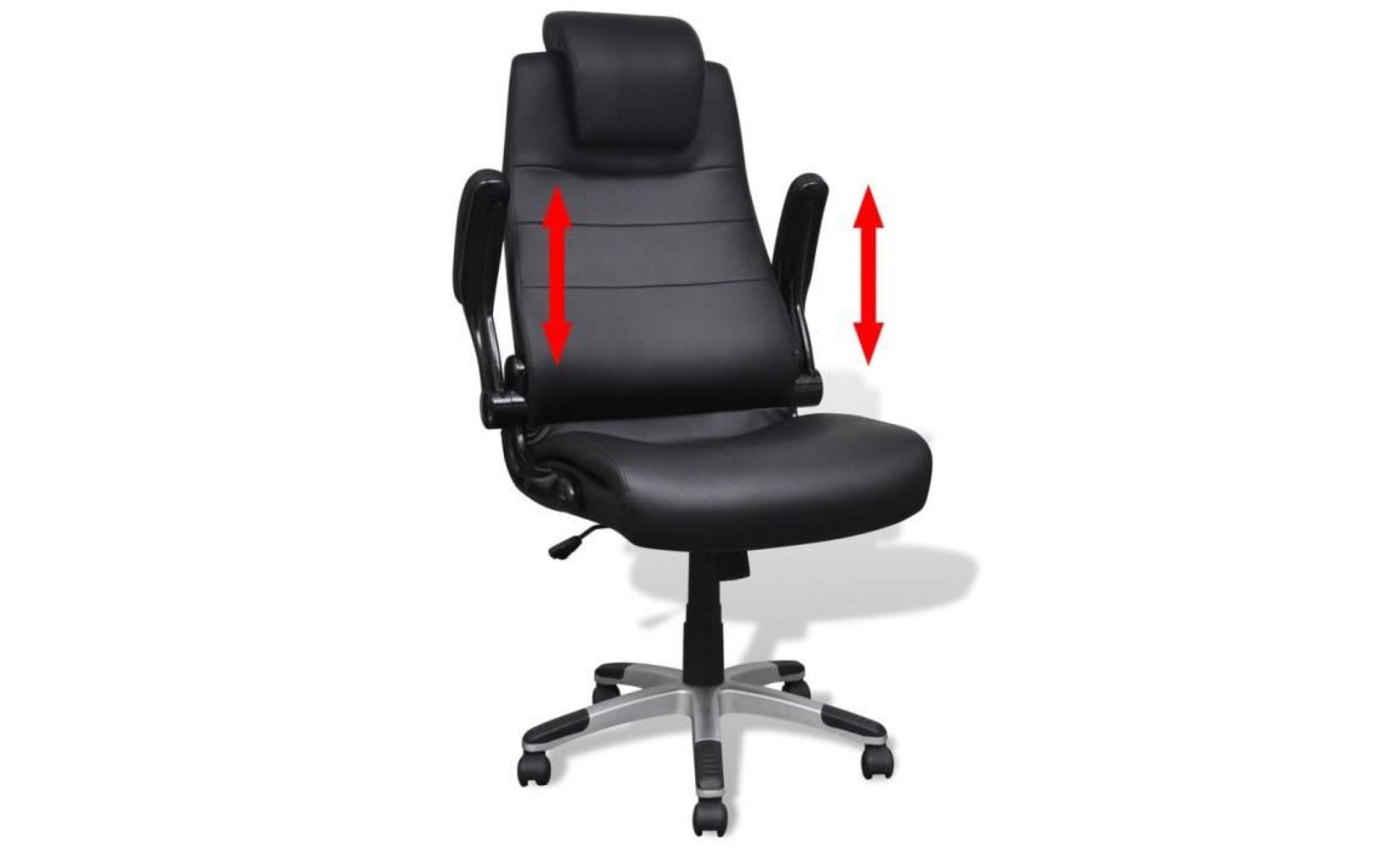 chaise pivotante réglable avec accoudoir en cuir artificiel noir chaise de bureau fauteuil de bureau fauteuil gamer pas cher