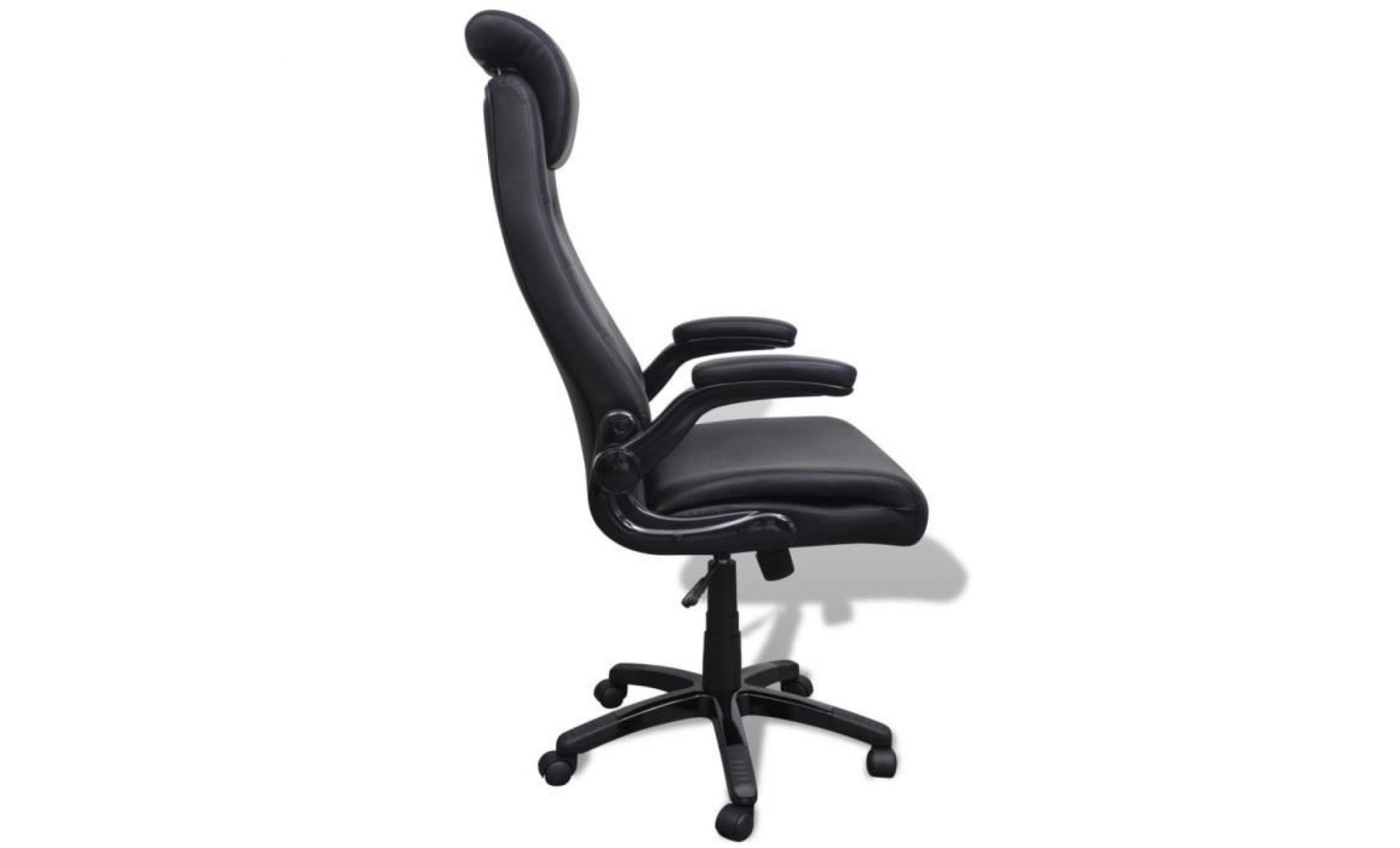 chaise pivotante réglable avec accoudoir en cuir artificiel noir pas cher