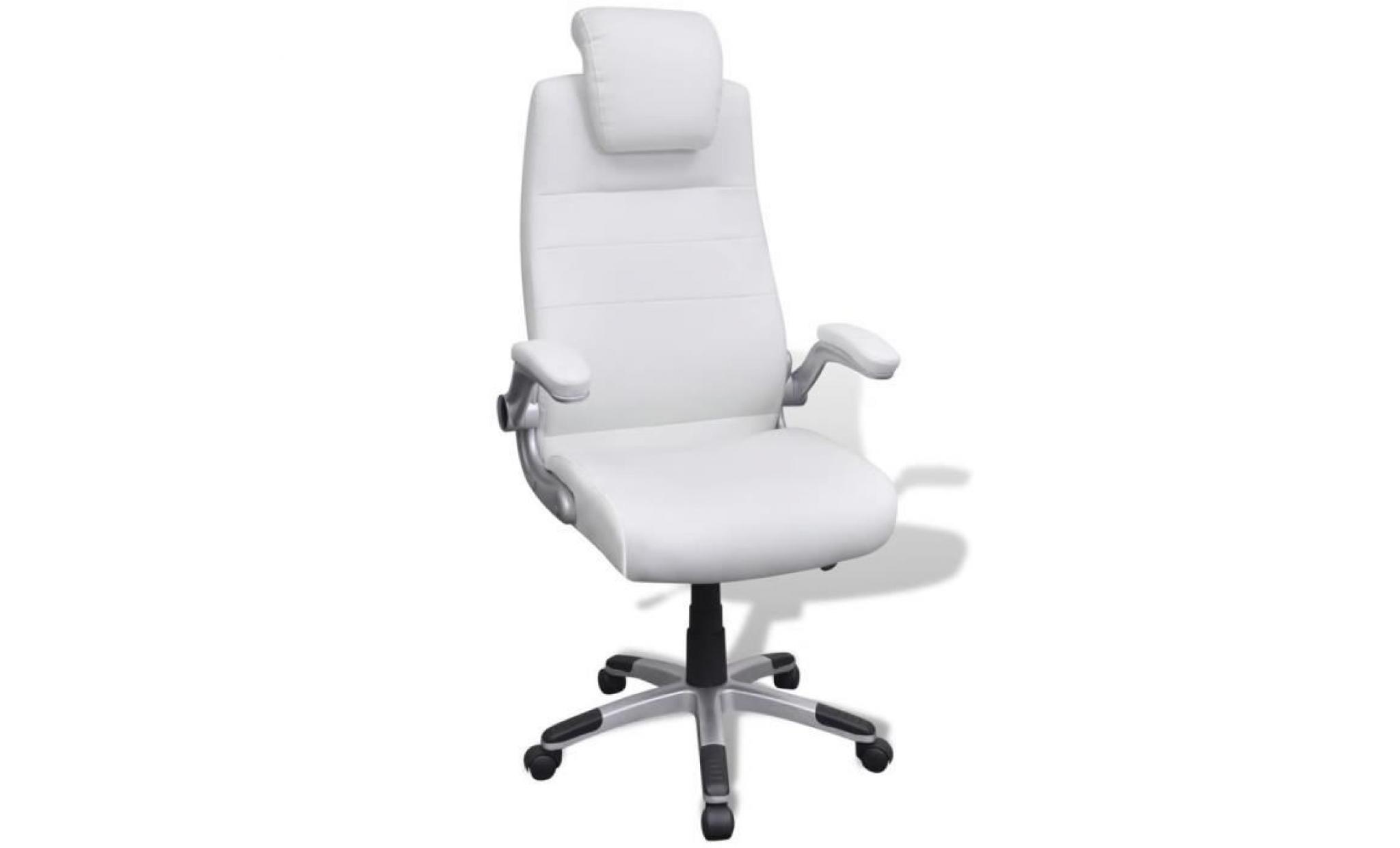 chaise pivotante réglable fauteuil pivotante avec accoudoir en cuir artificiel blanc