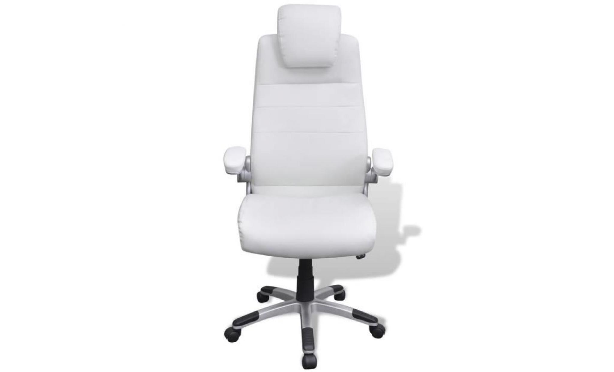 chaise pivotante réglable fauteuil pivotante avec accoudoir en cuir artificiel blanc pas cher