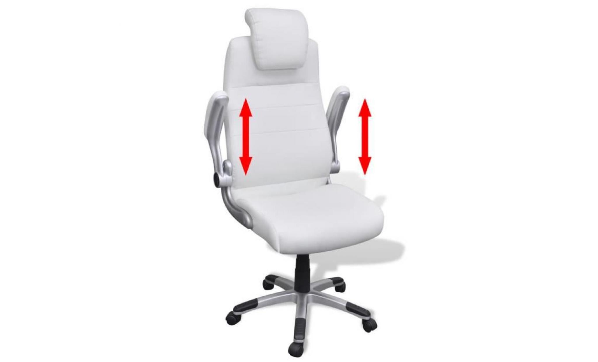 chaise pivotante réglable fauteuil pivotante avec accoudoir en cuir artificiel blanc pas cher