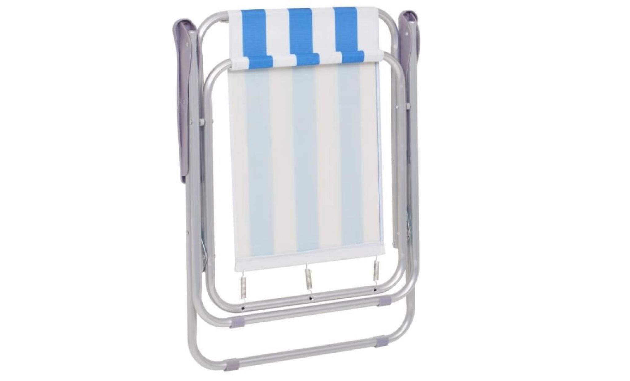 chaise pliable de camping 2 pcs bleu et blanc acier 52x62x75 cm pas cher