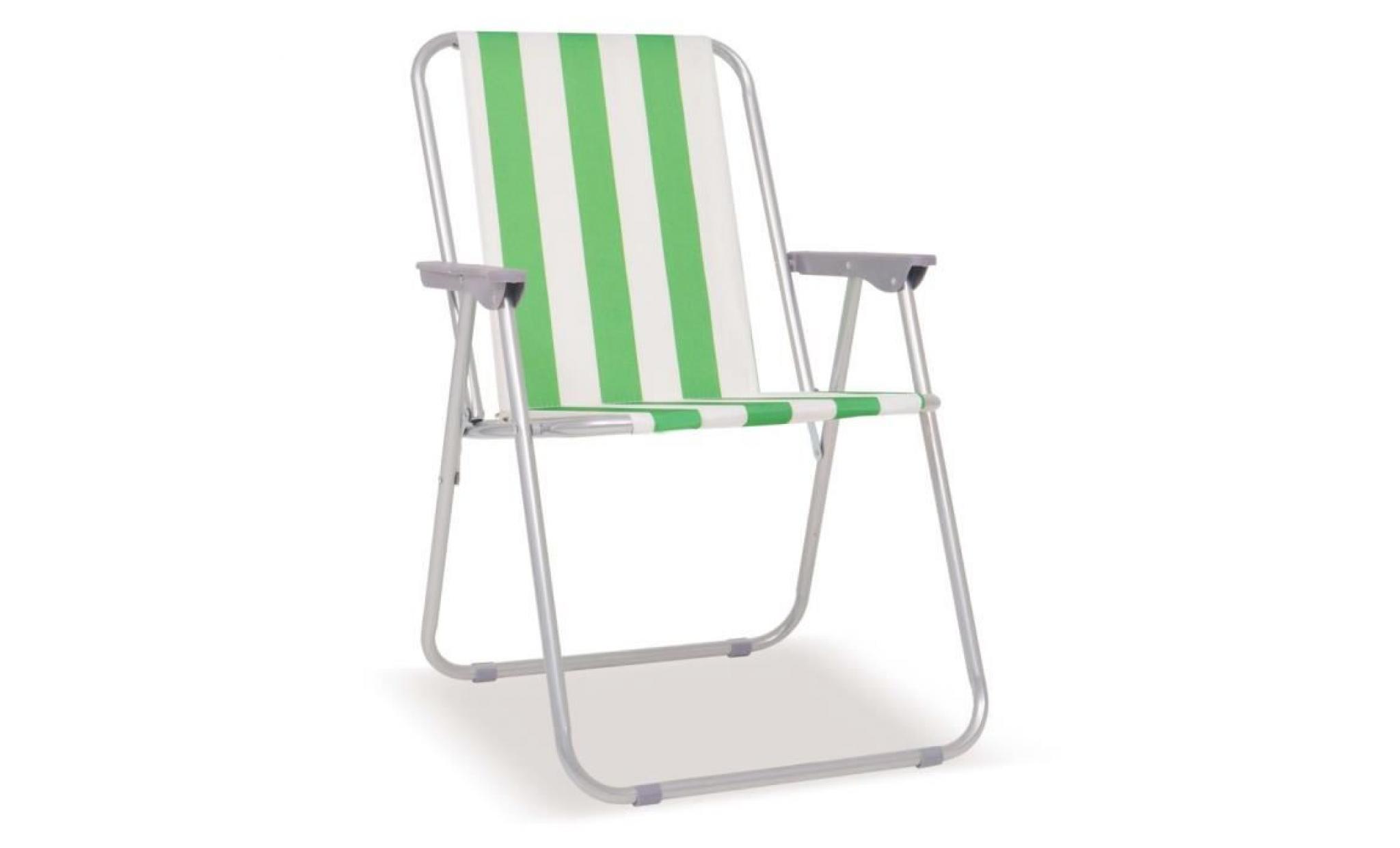 chaise pliable de camping 2 pcs lot de 2 chaises vert et blanc acier 52x62x75 cm fauteuil de camping tabouret de camping pas cher