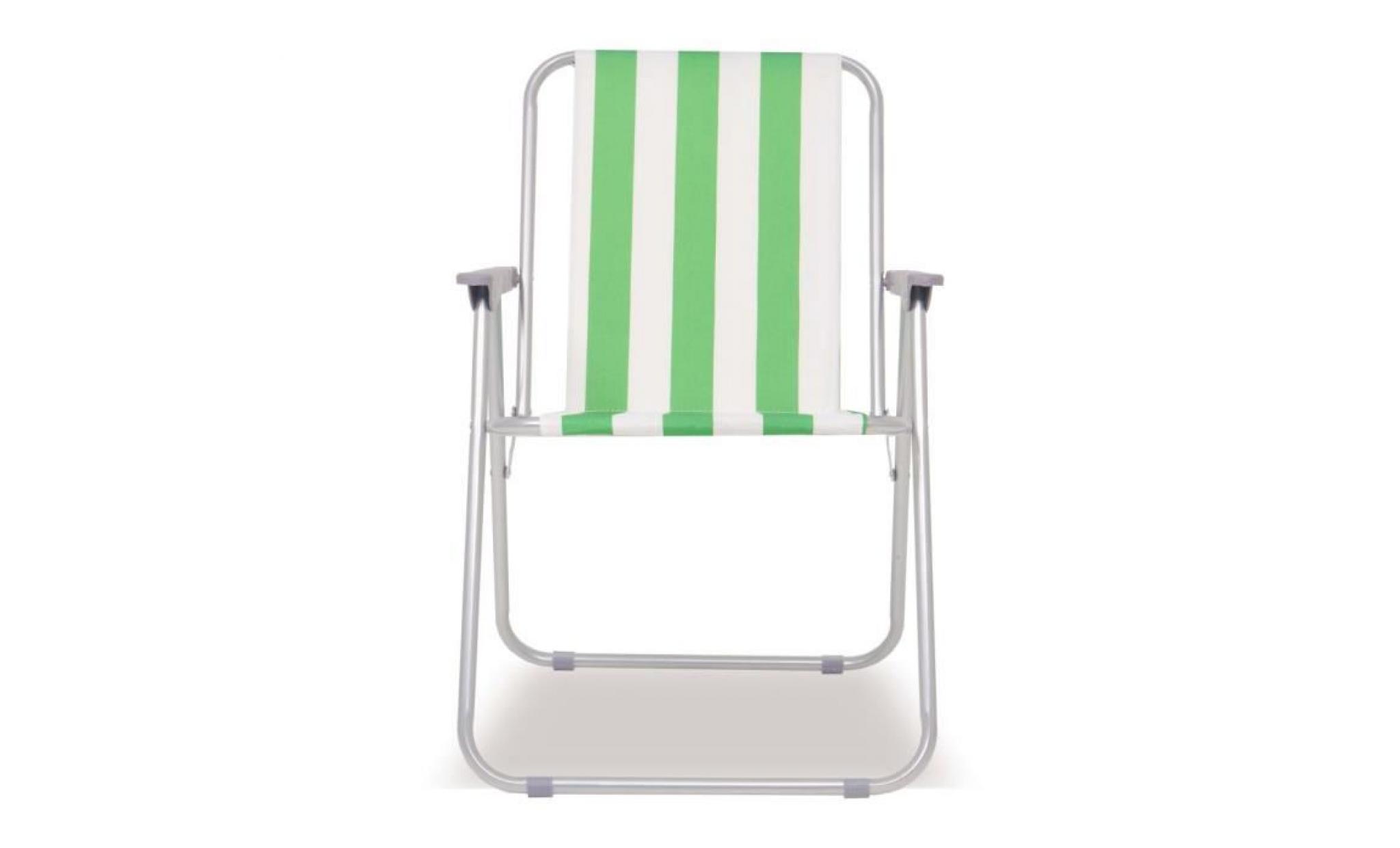 chaise pliable de camping 2 pcs lot de 2 chaises vert et blanc acier 52x62x75 cm fauteuil de camping tabouret de camping pas cher