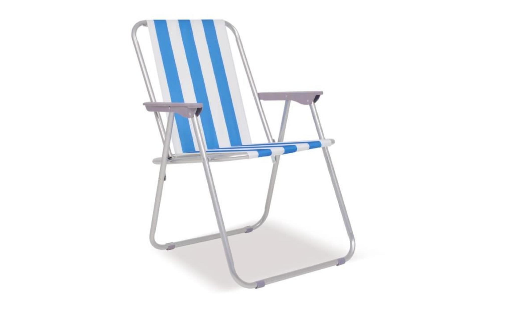 chaise pliable de camping 4 pcs bleu et blanc acier 52x62x75 cm pas cher