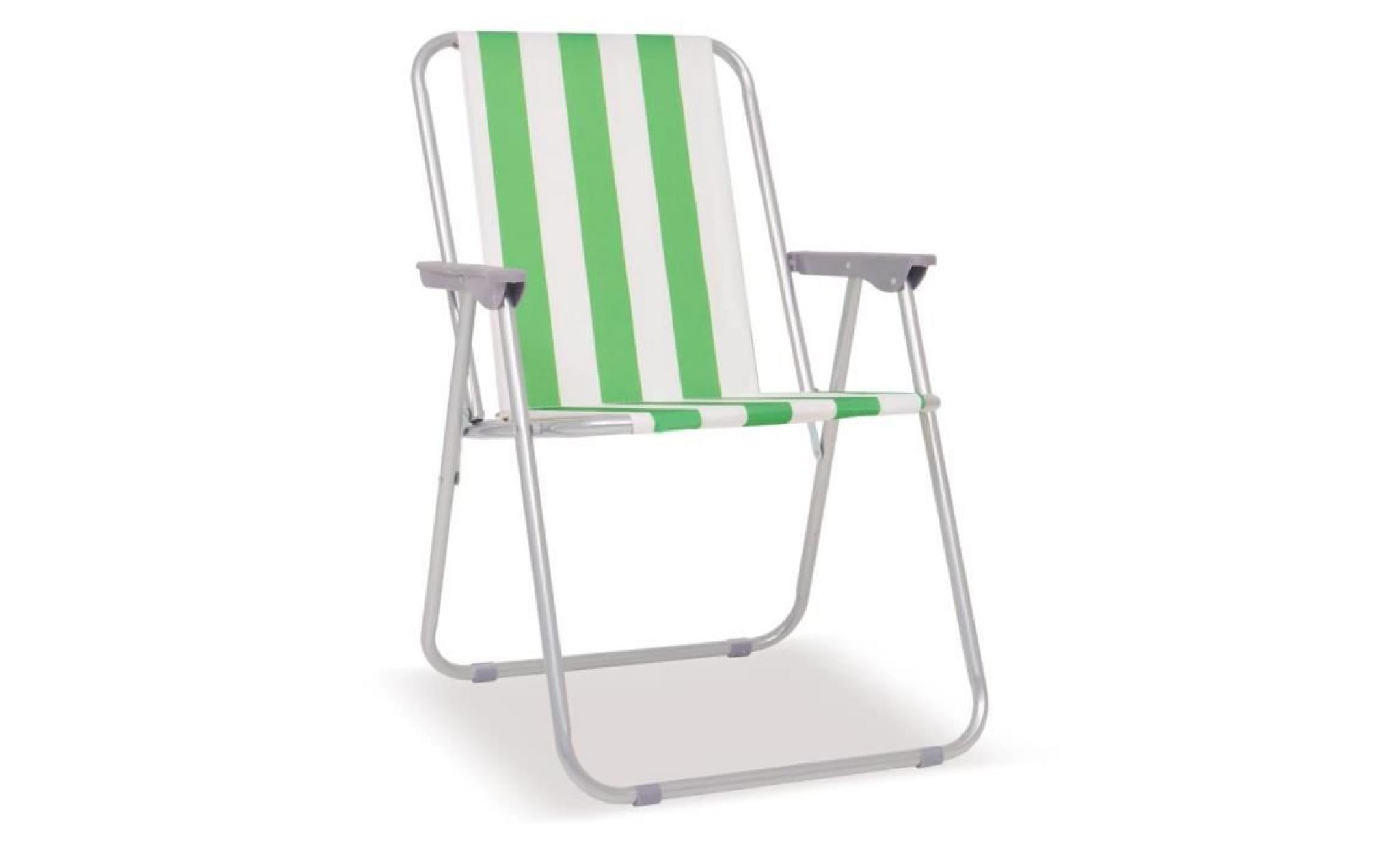 chaise pliable de camping 4 pcs vert et blanc acier 52x62x75 cm pas cher