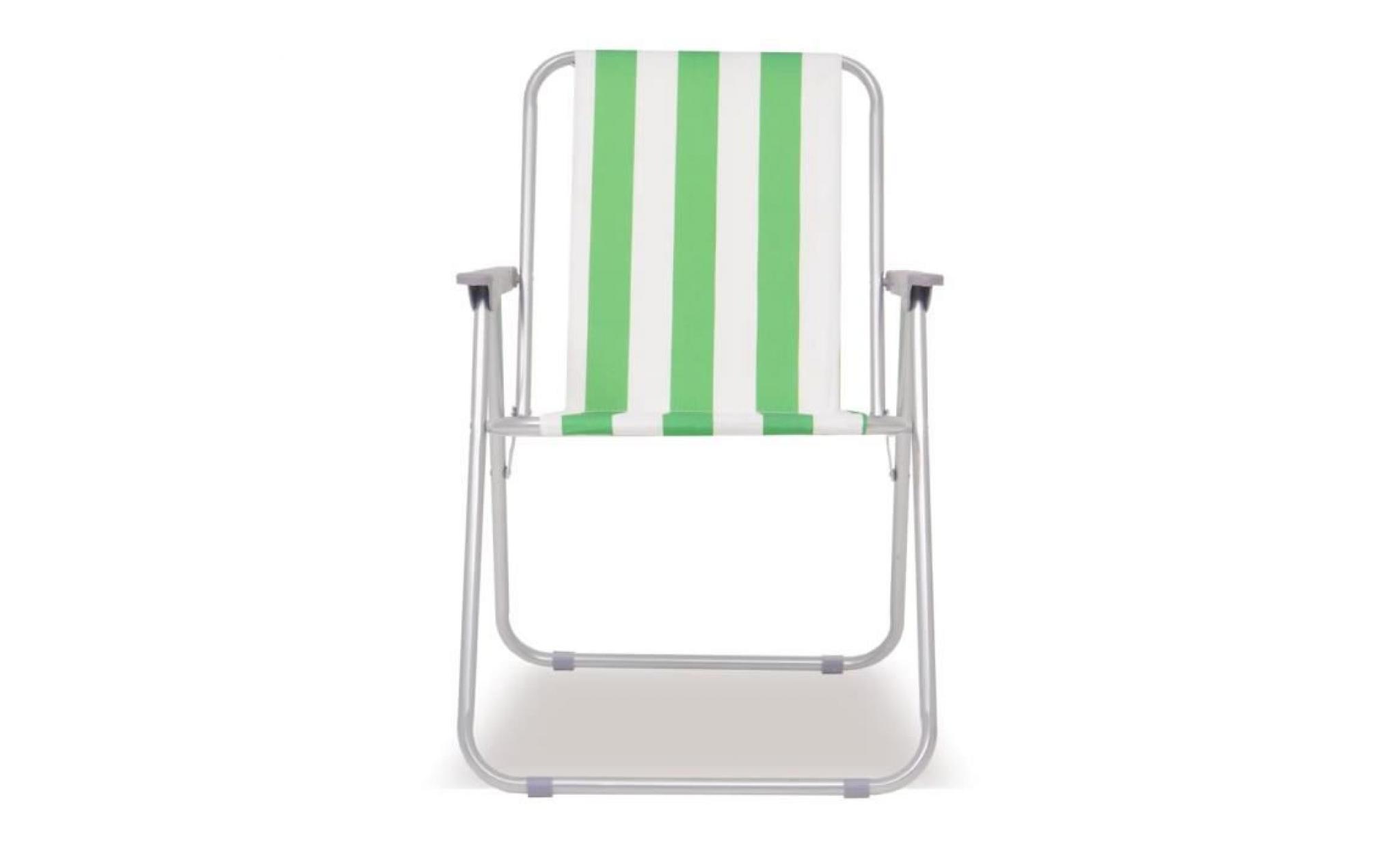 chaise pliable de camping 4 pcs vert et blanc acier 52x62x75 cm pas cher