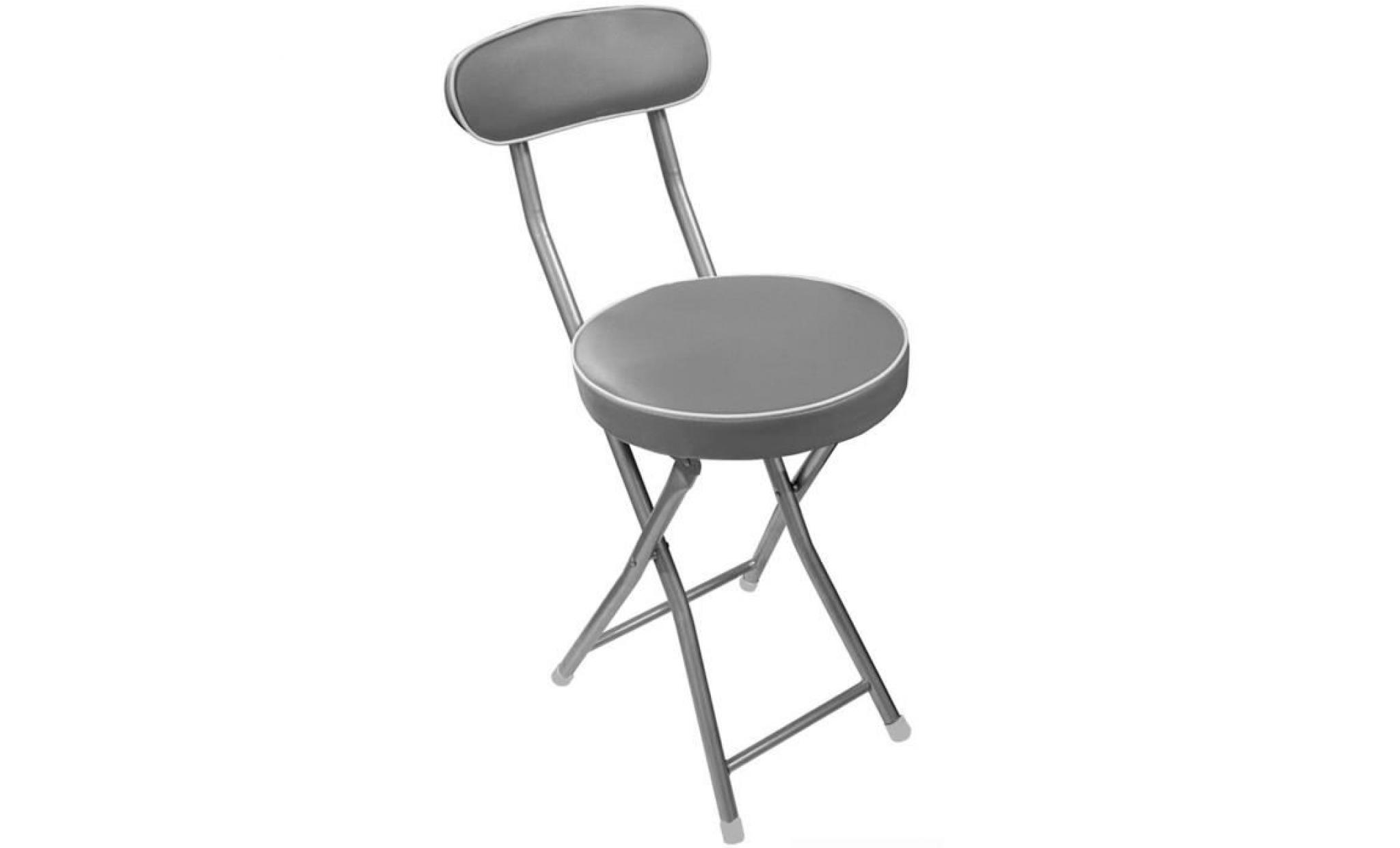 chaise pliable en métal de couleur grise   dim : l 30 x h72 x p43.5 cm