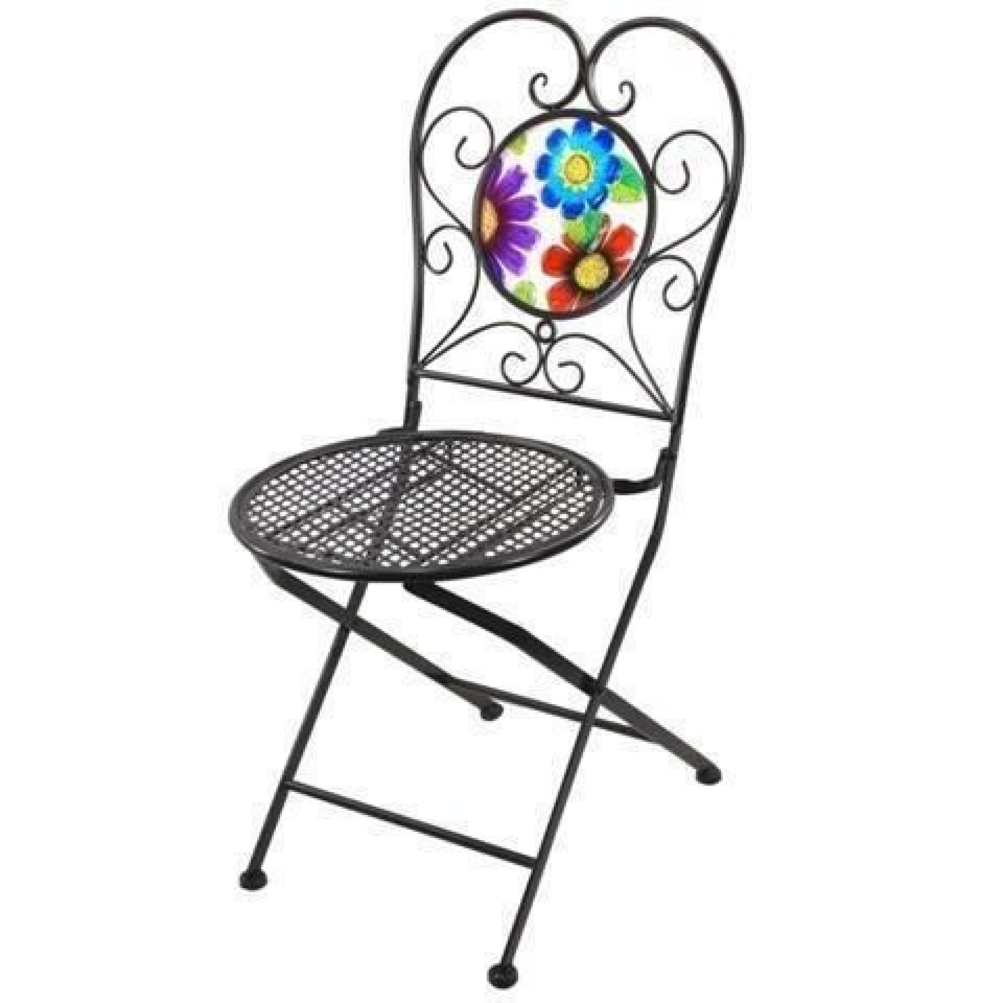 Chaise Pliable Metal Fleurs 90x50 cm