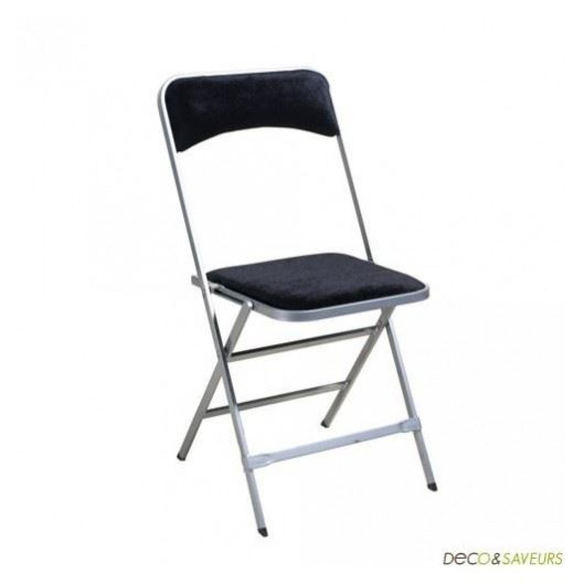 Chaise pliante Déclic (lot de 4) - velours Noire