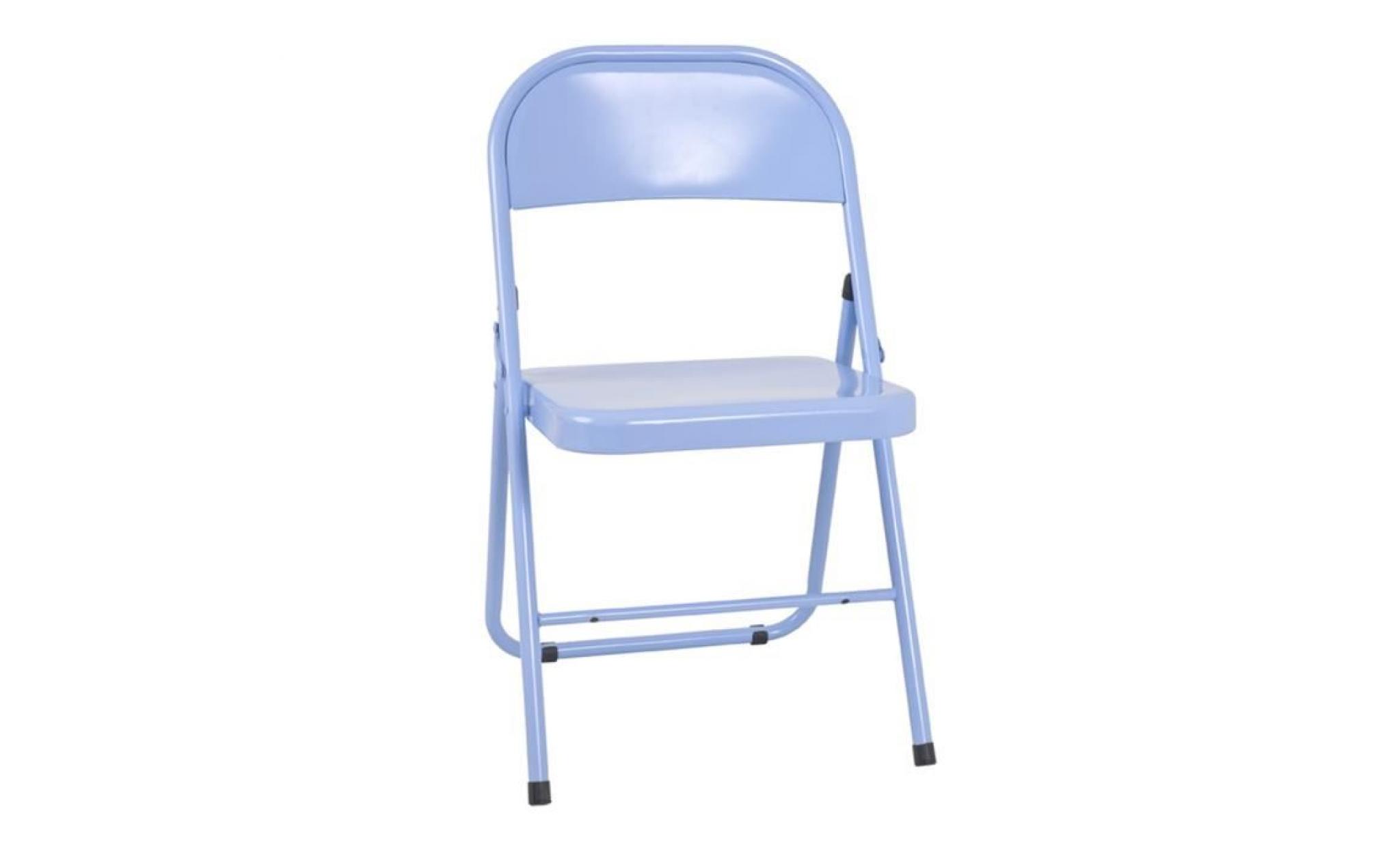 Chaise pliante en métal bleu, L47 x H78 x P46 cm
