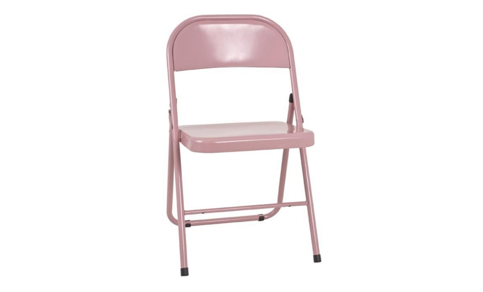 Chaise pliante en métal rose, L47 x H78 x P46 cm