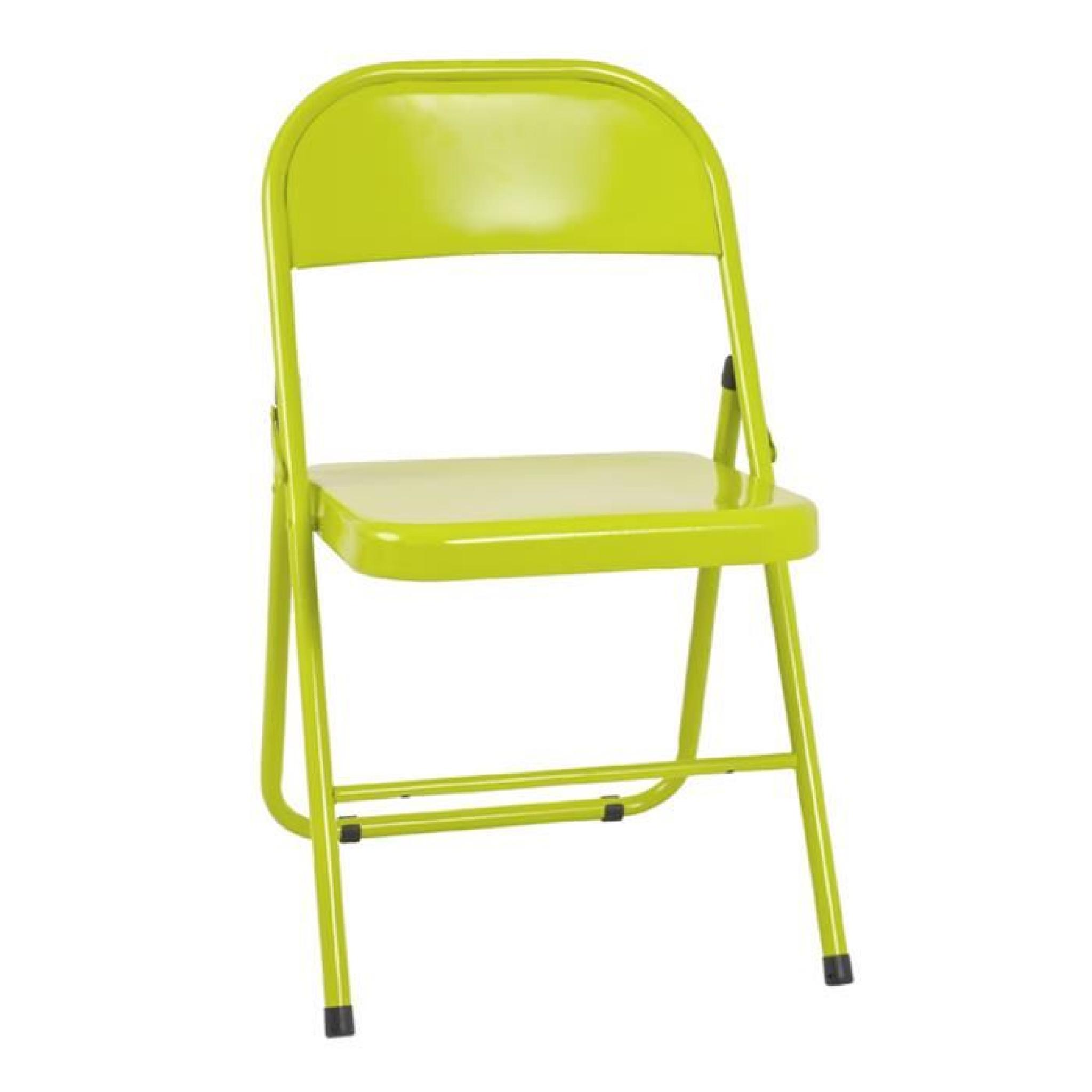 Chaise pliante en métal vert, L47 x H78 x P46 cm