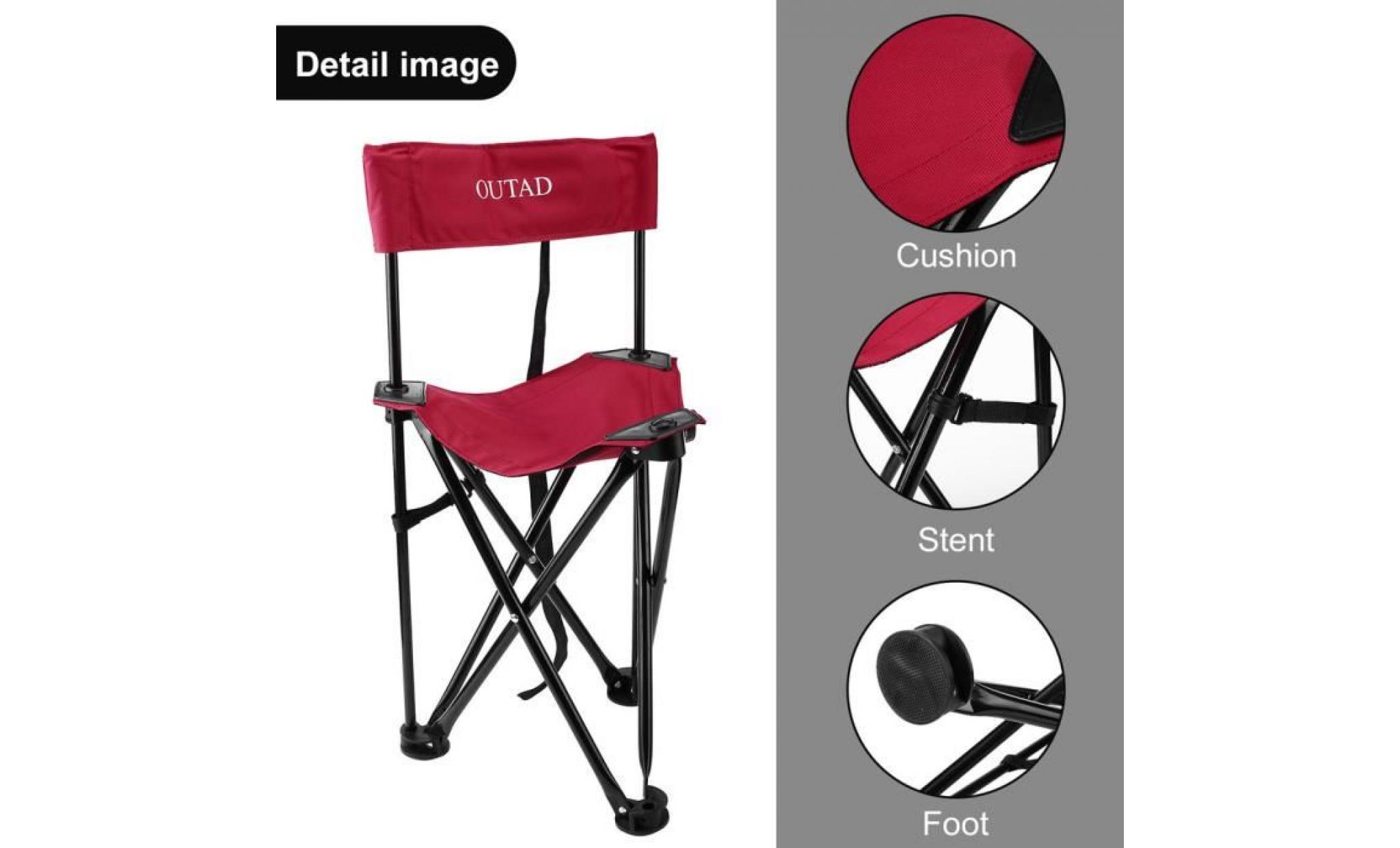 chaise pliante en oxford textile pour voyage camping pique nique   rouge