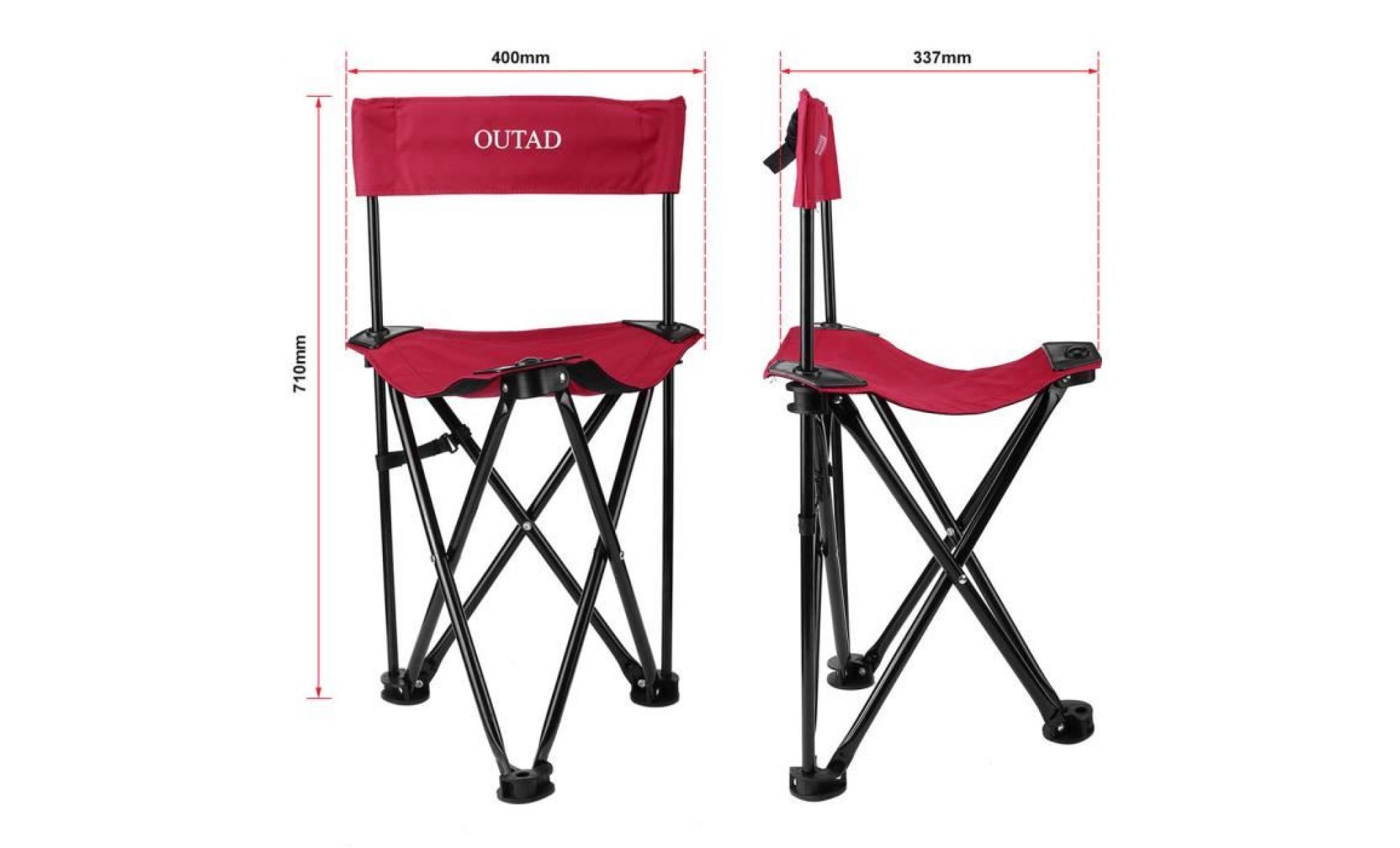 chaise pliante en oxford textile pour voyage/camping/pique nique   rouge pas cher