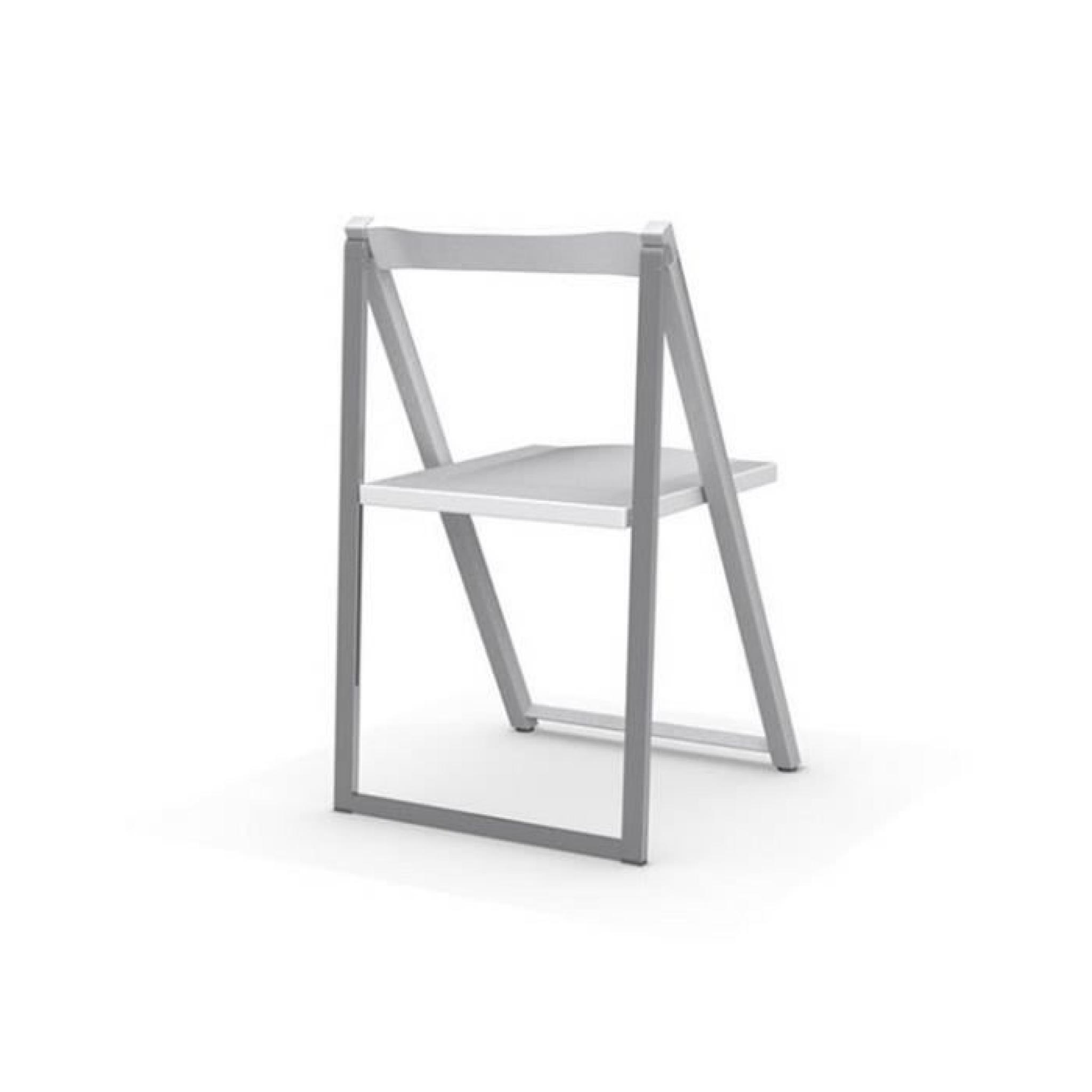 Chaise pliante SKIP blanche et aluminium satiné... pas cher