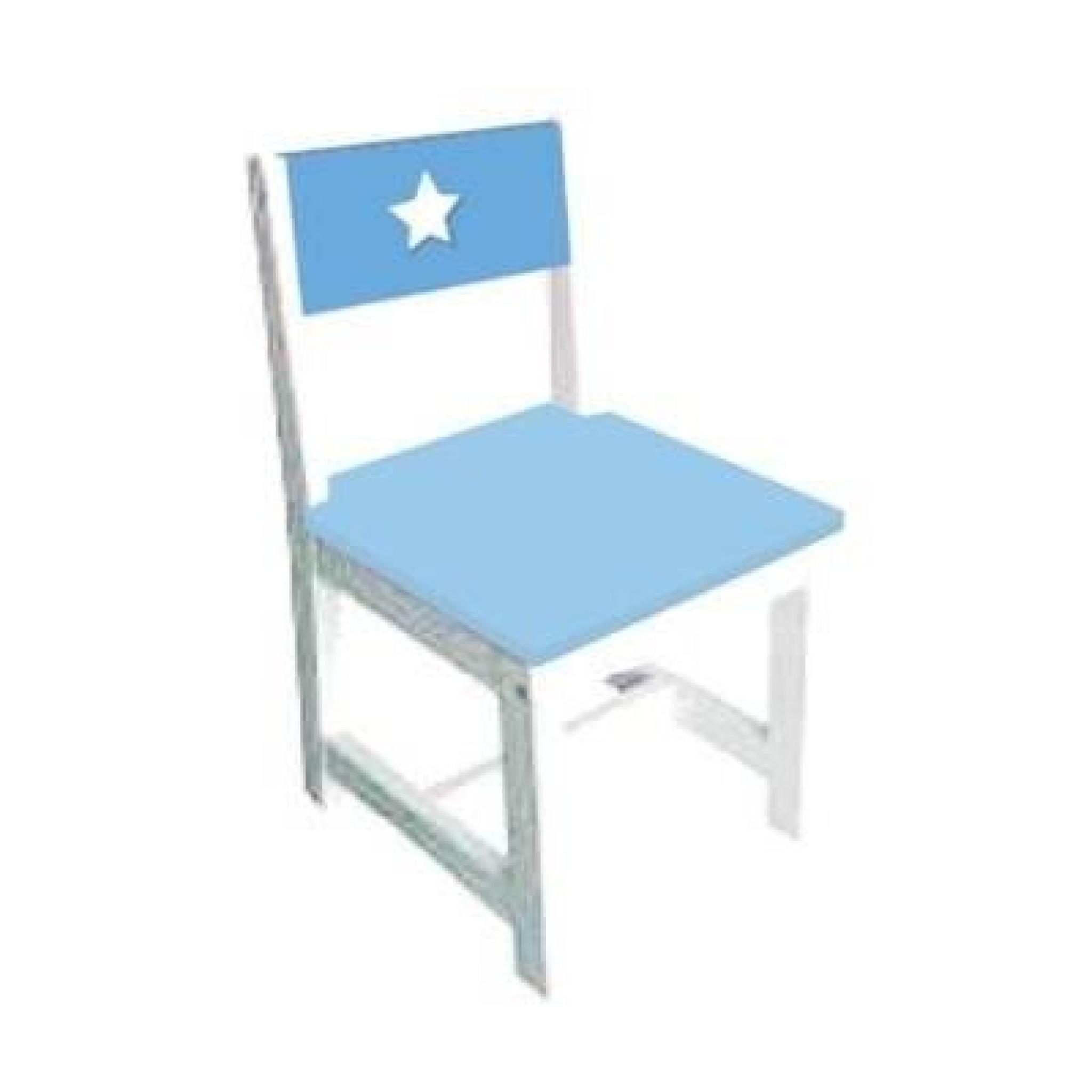 Chaise pour enfant en bois bleu et blanche