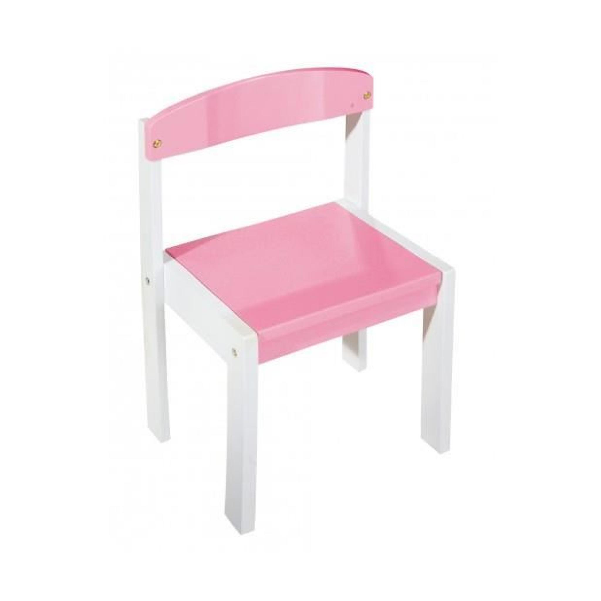 chaise pour enfant - pin massif & MDF rose & blanc pas cher