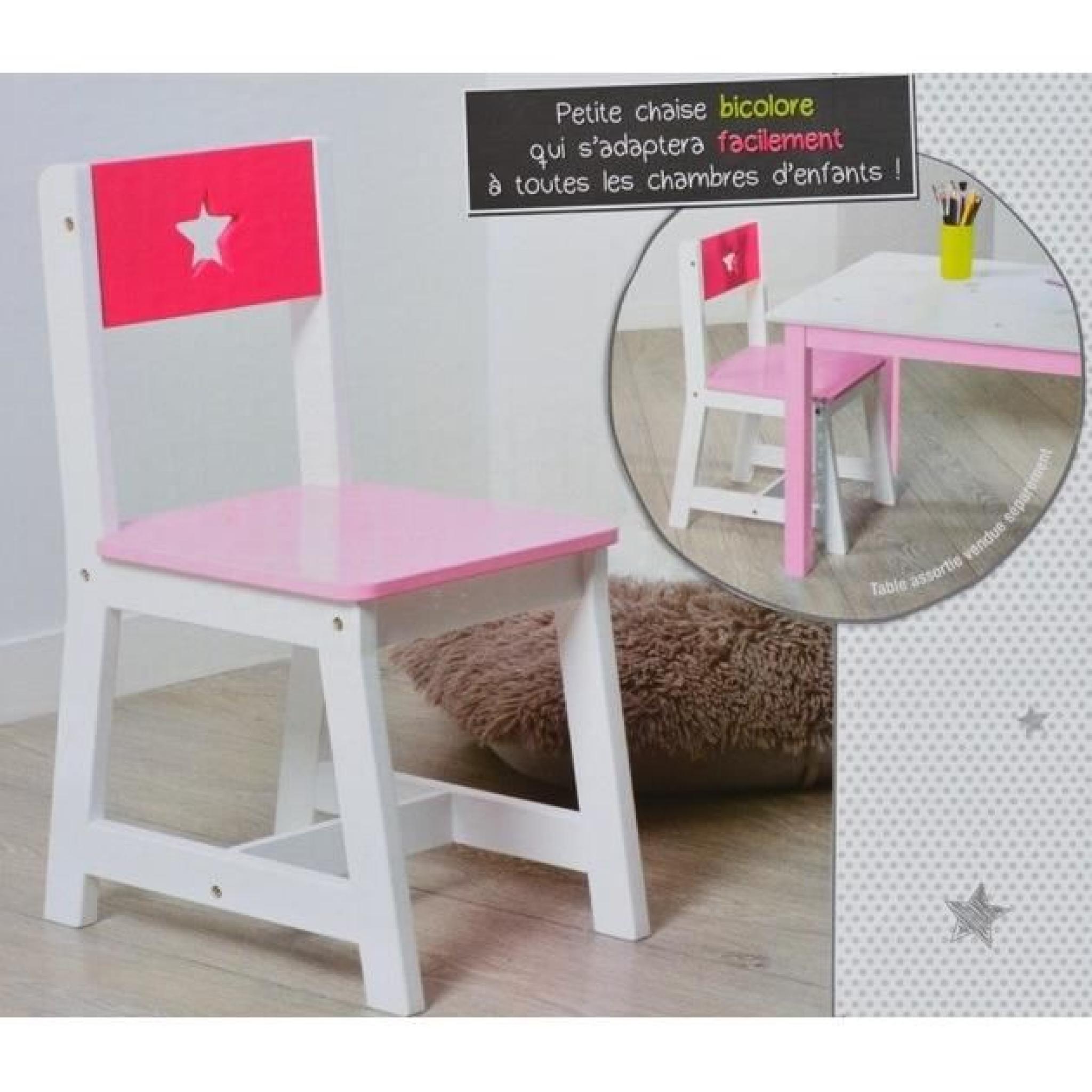 Chaise pour enfants en bois rose et blanche