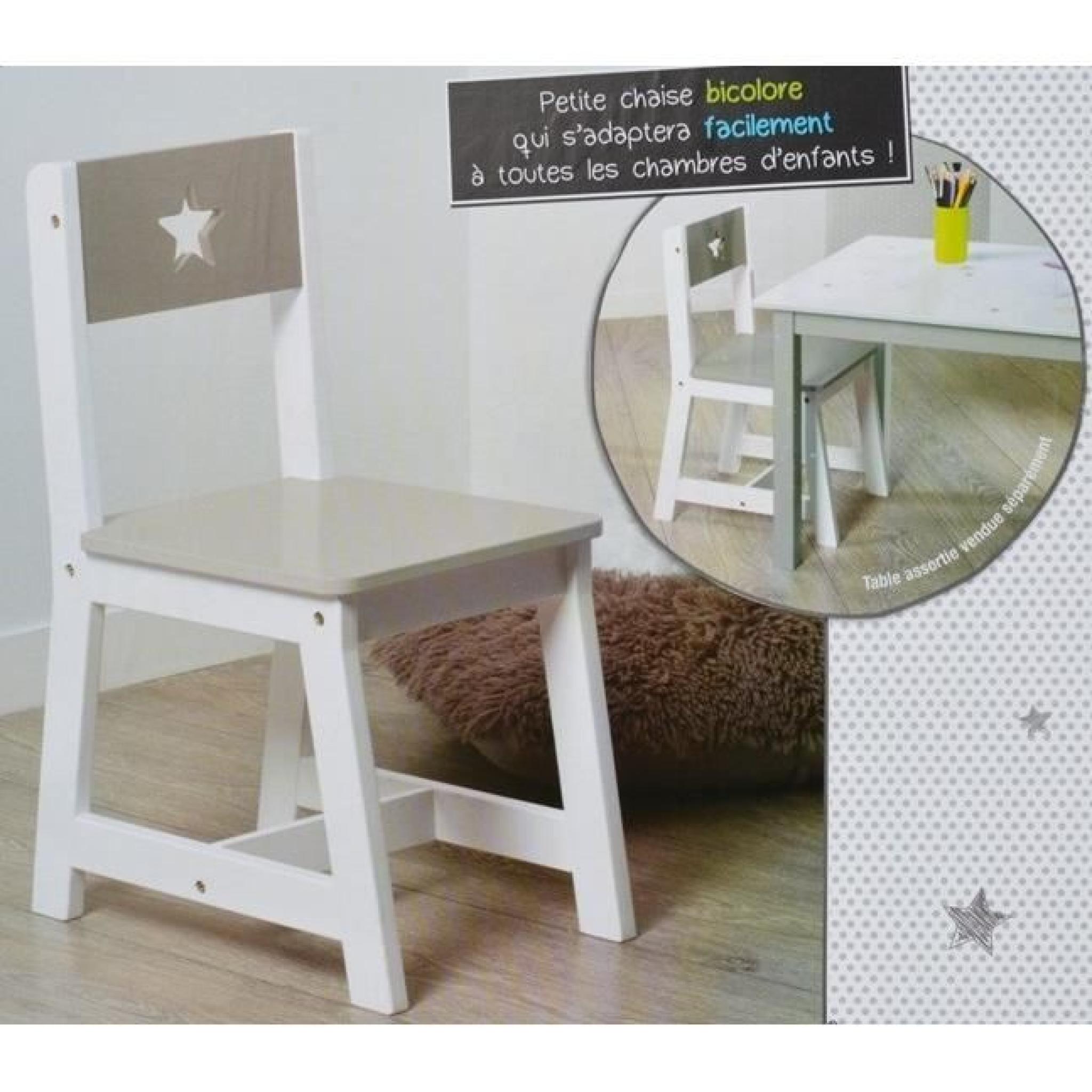 Chaise pour enfants en bois taupe et blanche