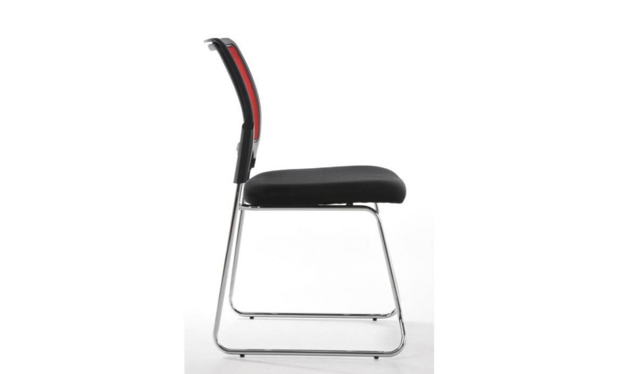 chaise pour visiteur fauteuil bureau rouge pieds chromé bur10139