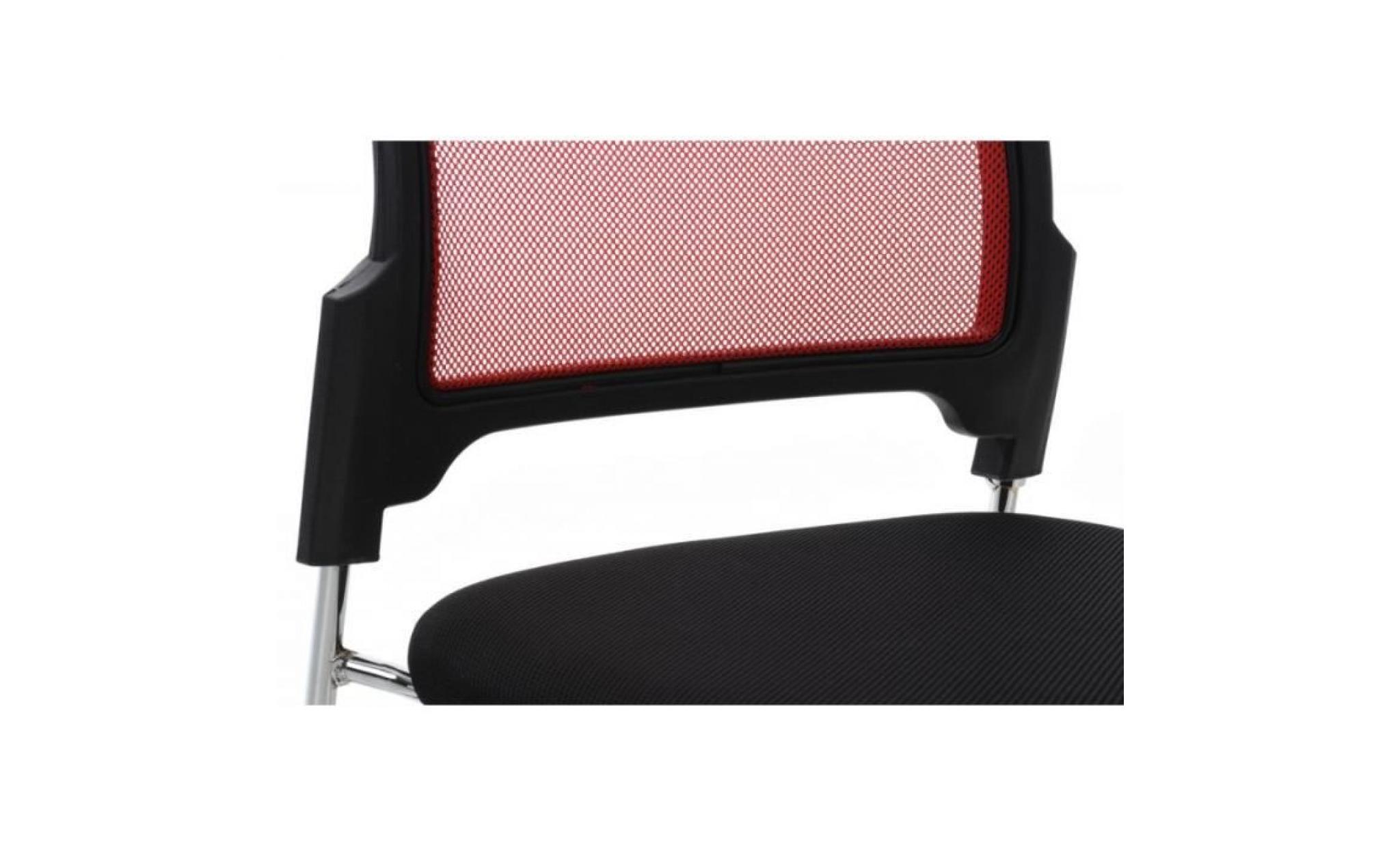 chaise pour visiteur fauteuil bureau rouge pieds chromé bur10139 pas cher