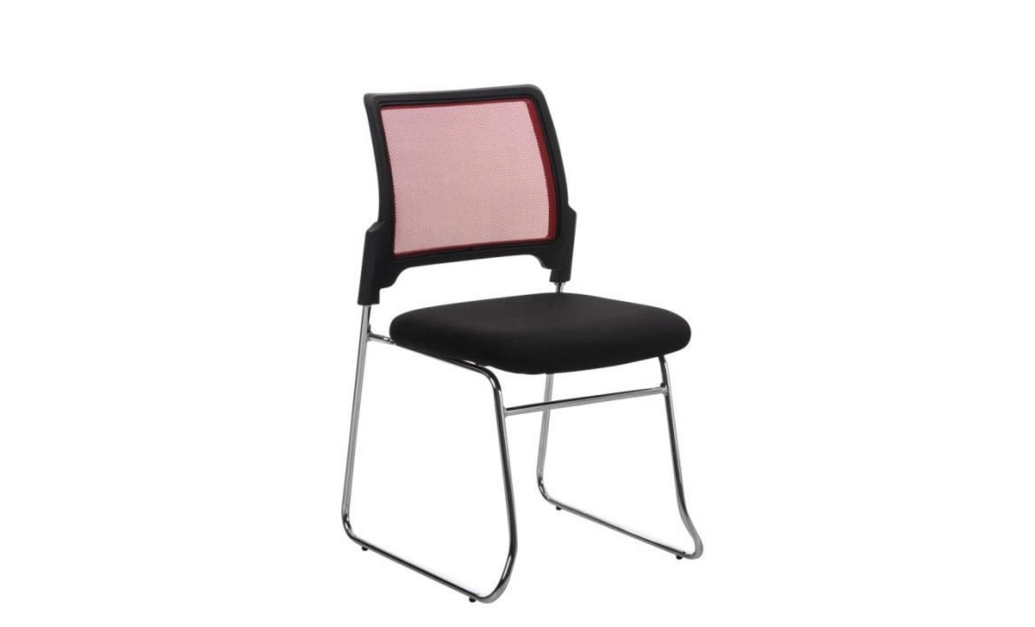 chaise pour visiteur fauteuil bureau rouge pieds chromé bur10139 pas cher