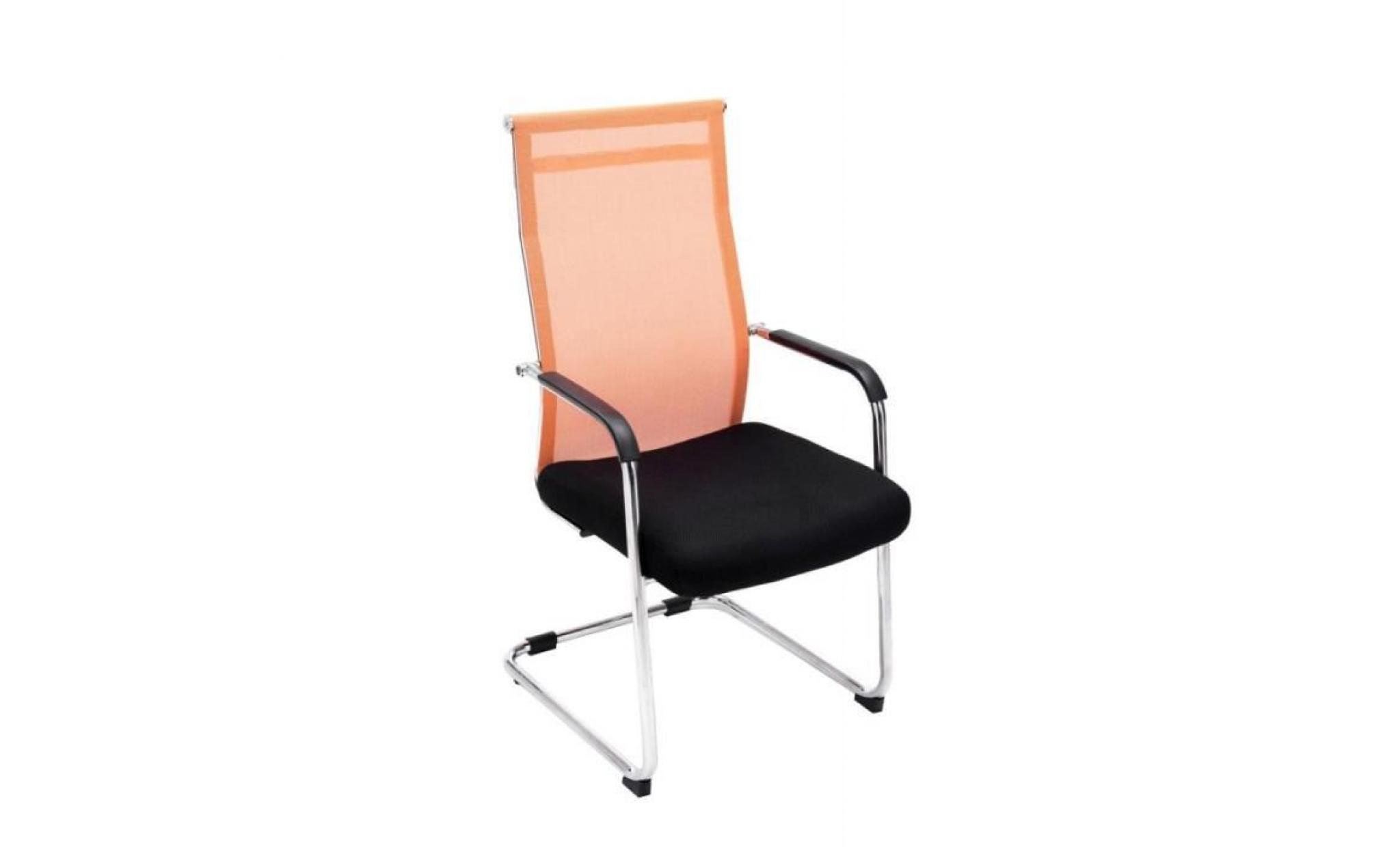 chaise pour visiteur fauteuil de bureau avec accoudoirs orange pieds chromé bur10147 pas cher