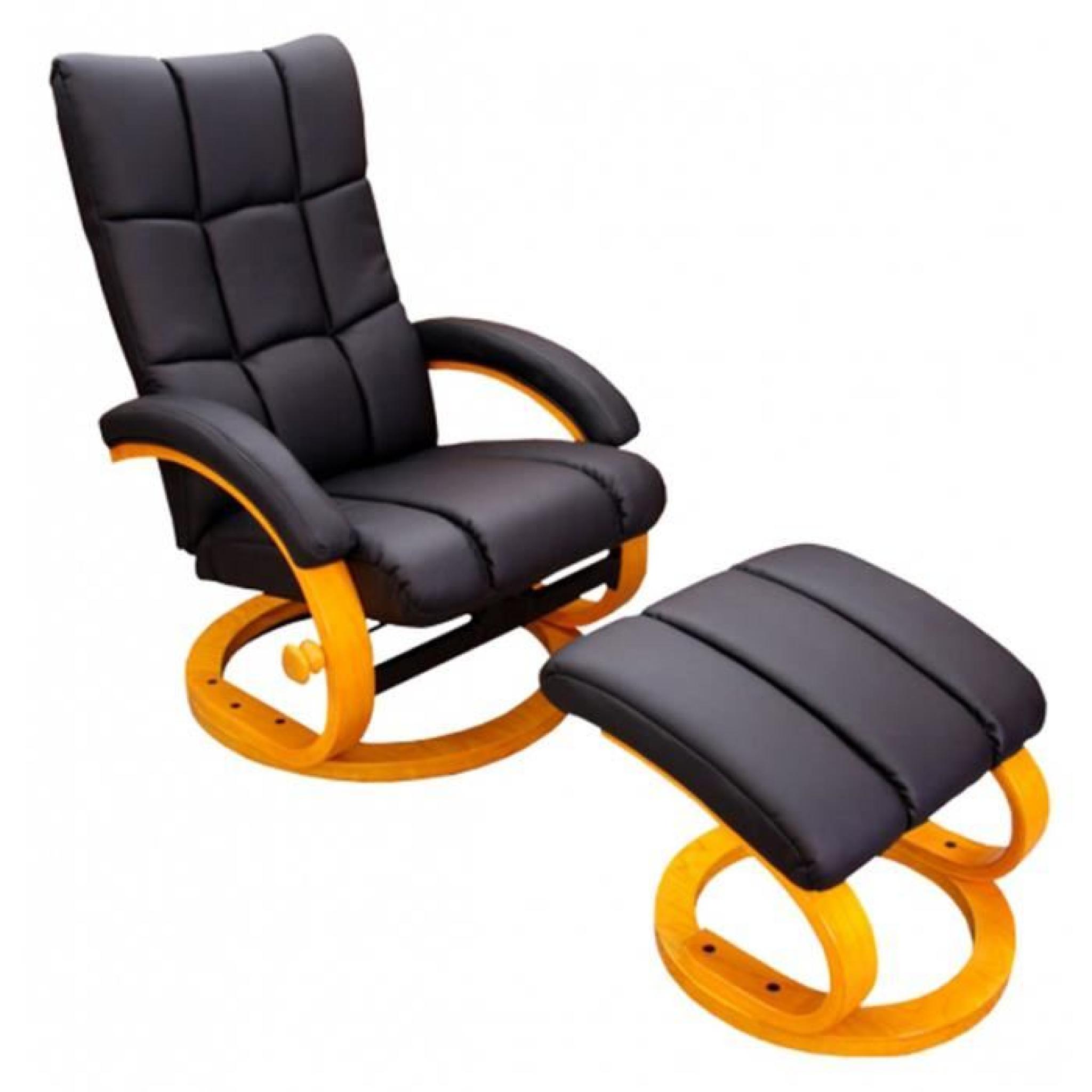 Chaise relax Inclinable avec repose-pieds, Noir