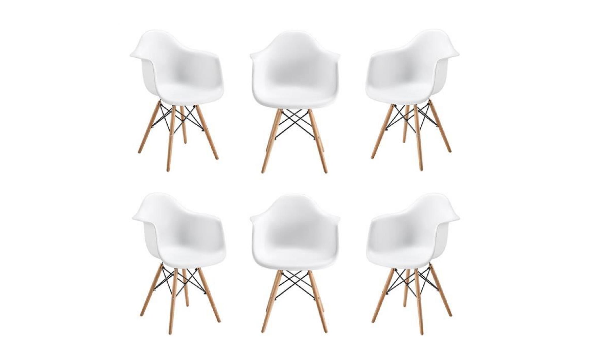 chaise salle manger lot de 6 chaise cuisine fauteuil scandinave nature chaise inox design 120kg    blanc