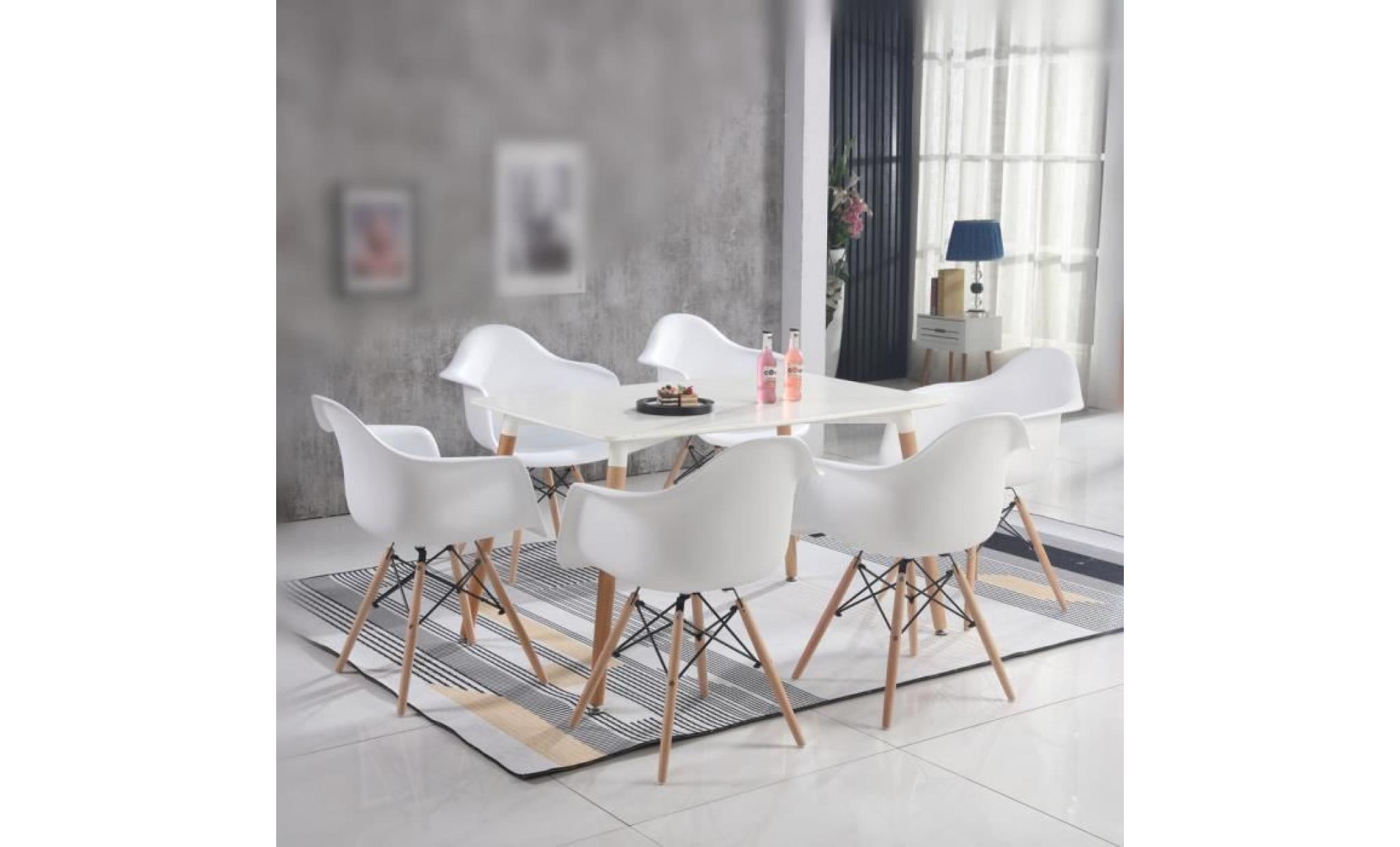 chaise salle manger lot de 6 chaise cuisine fauteuil scandinave nature chaise inox design 120kg    blanc pas cher