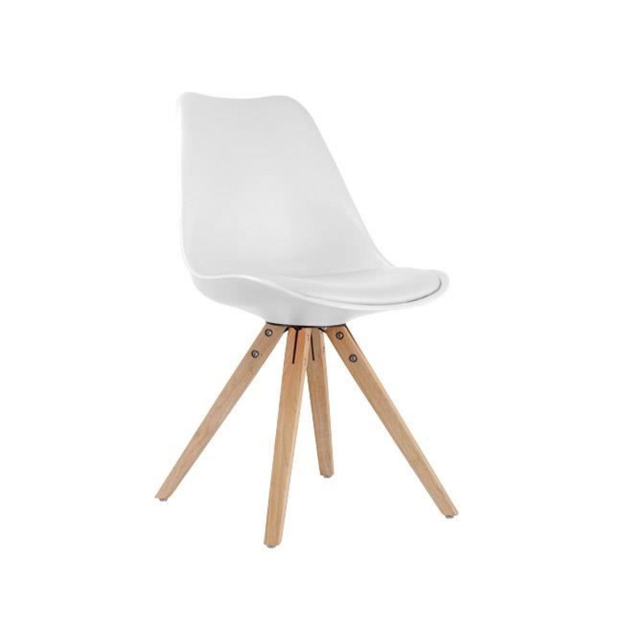 Chaise style scandinave piétement bois RIKU. Blanc