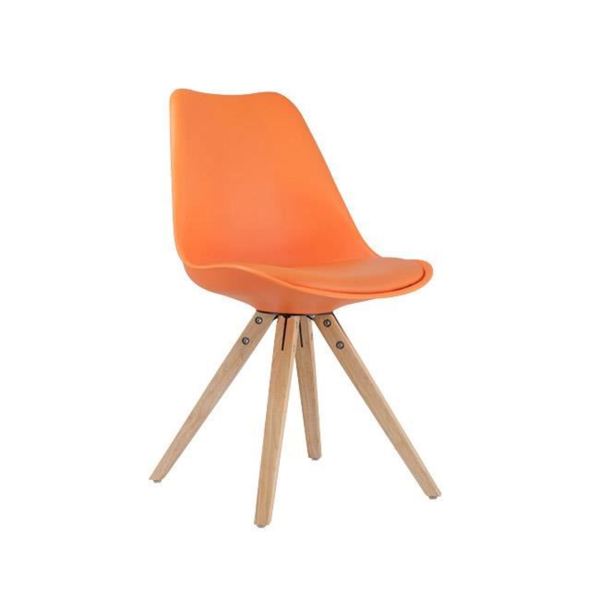 Chaise style scandinave piétement bois RIKU. Orange