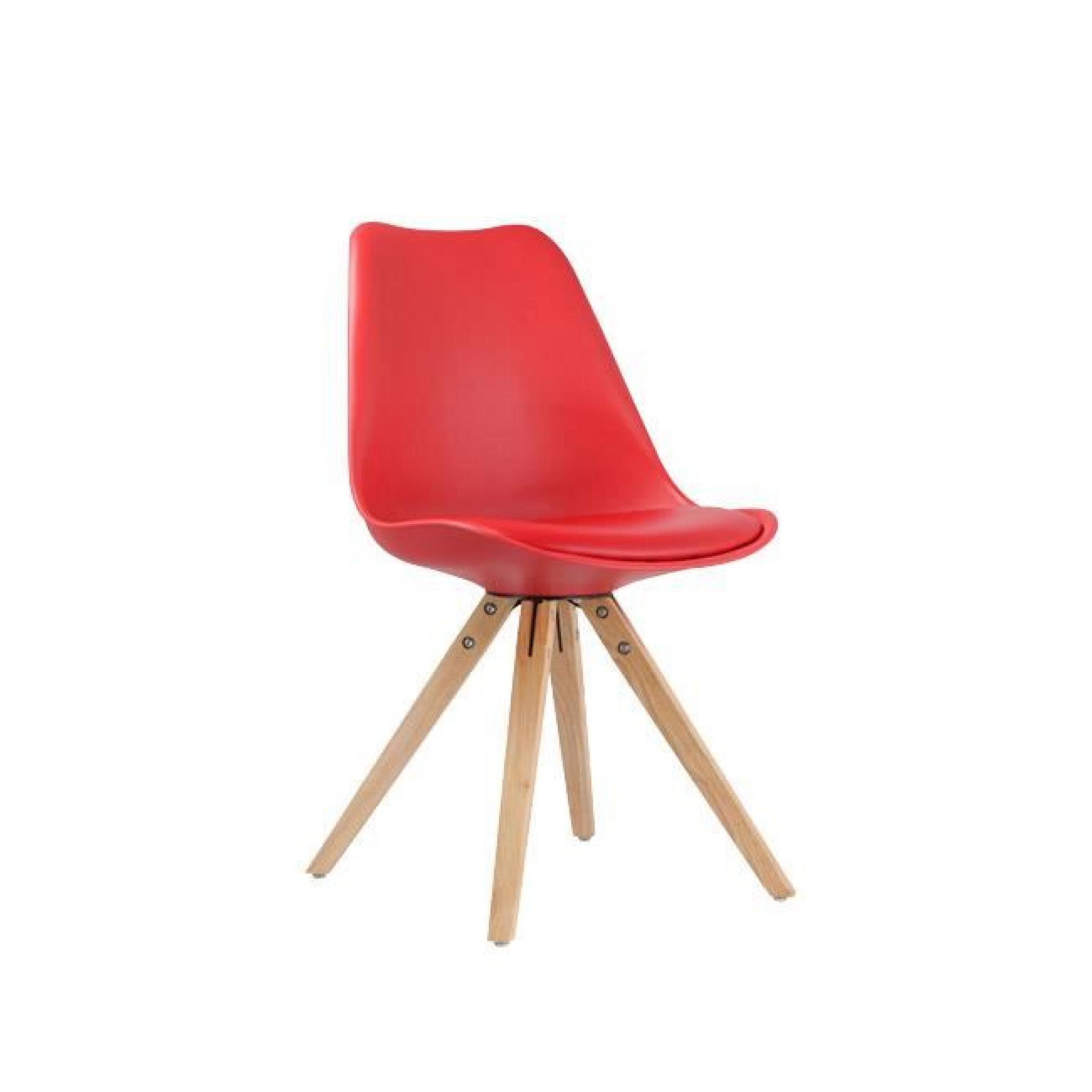 Chaise style scandinave piétement bois RIKU. Rouge