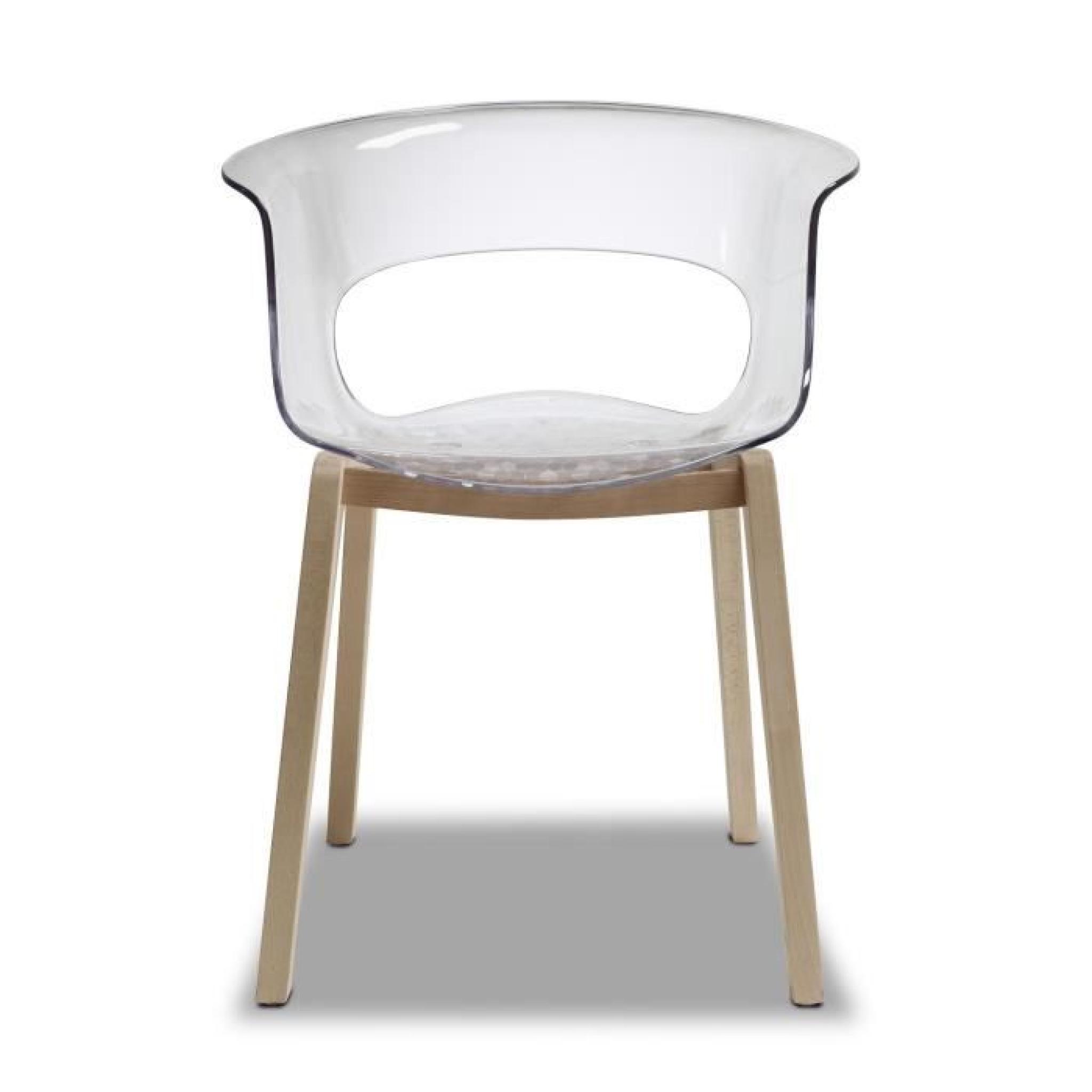 Chaise transparente design avec pieds bois - NA…