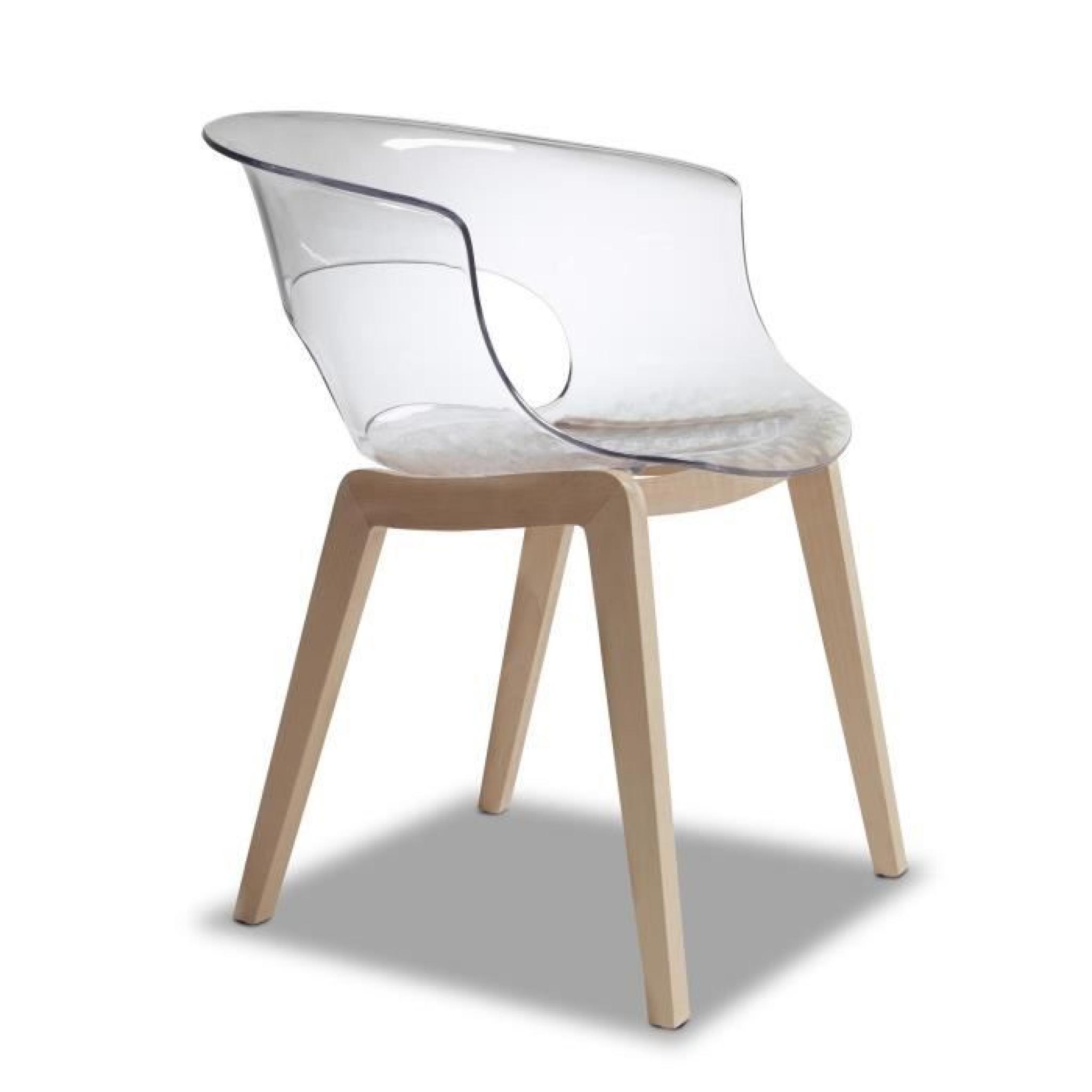 Chaise transparente design avec pieds bois - NA… pas cher