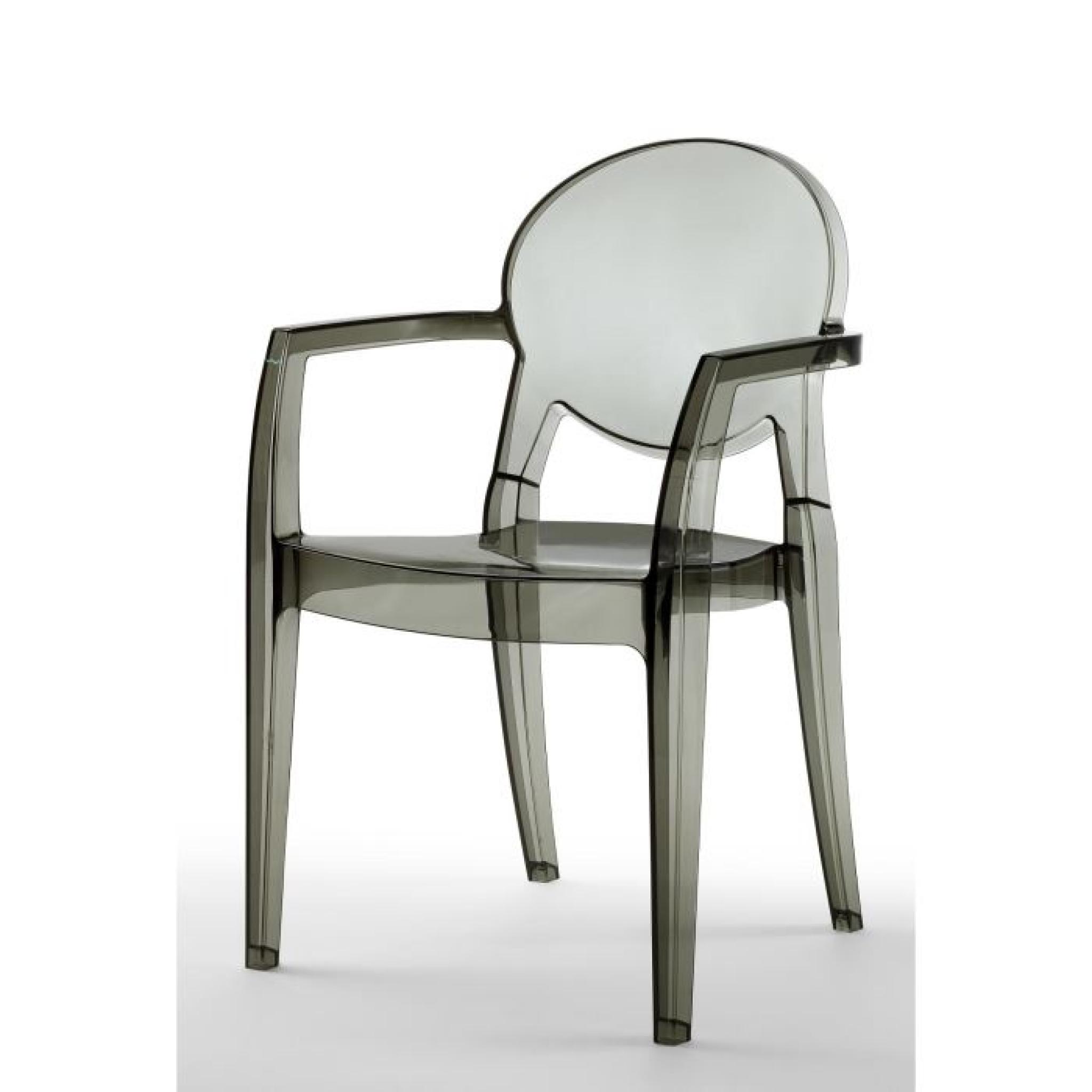 Chaise transparente grise design avec accoudoir…