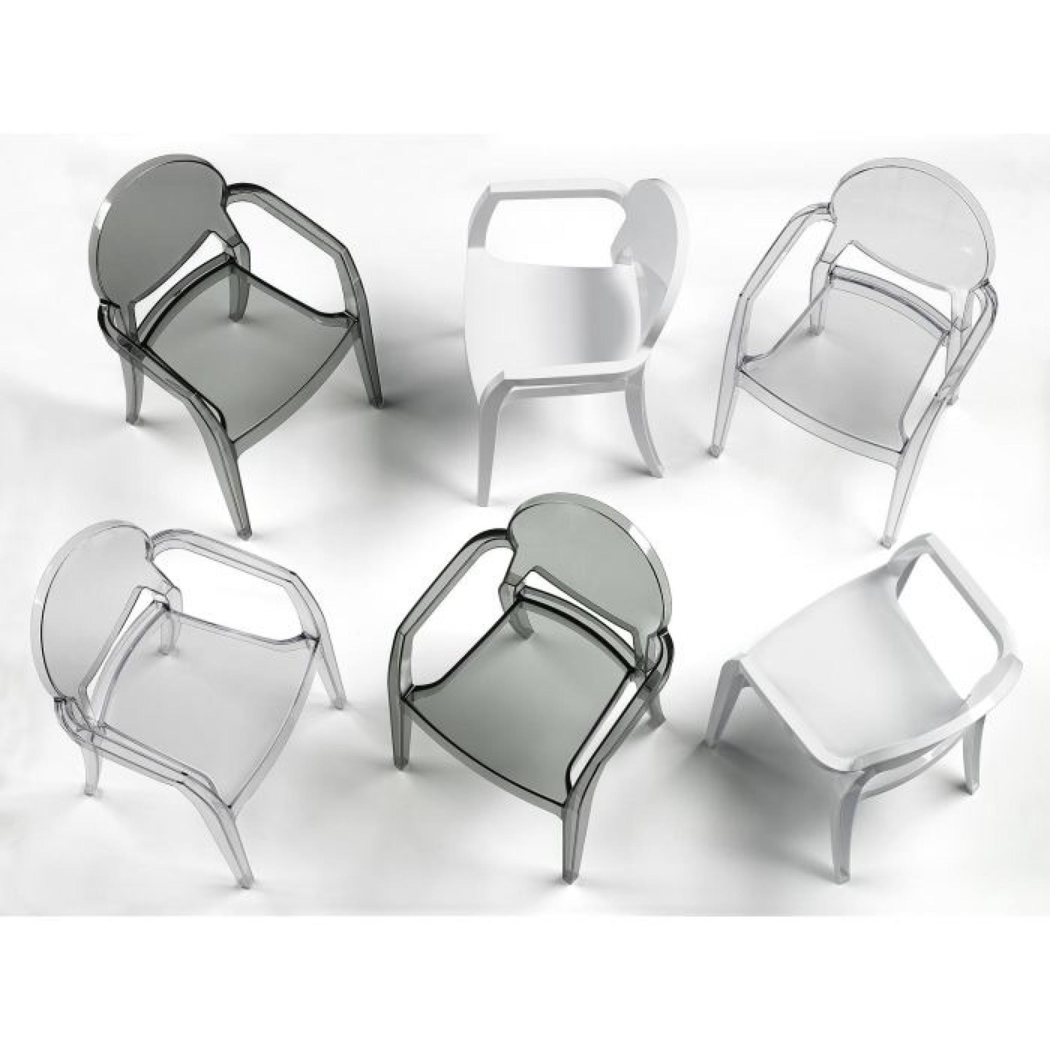 Chaise transparente grise design avec accoudoir… pas cher