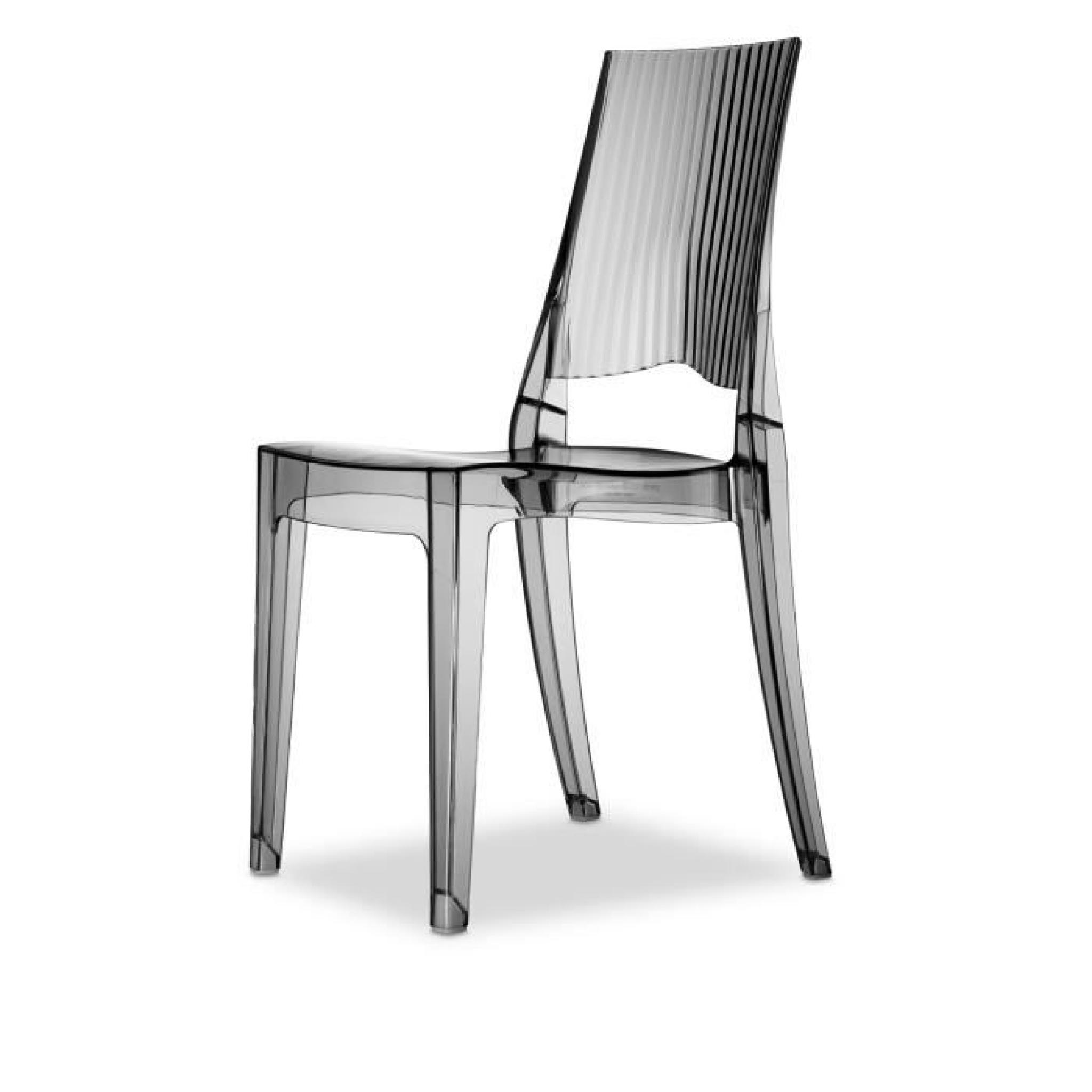 Chaise transparente grise design GLENDA - Vendu…