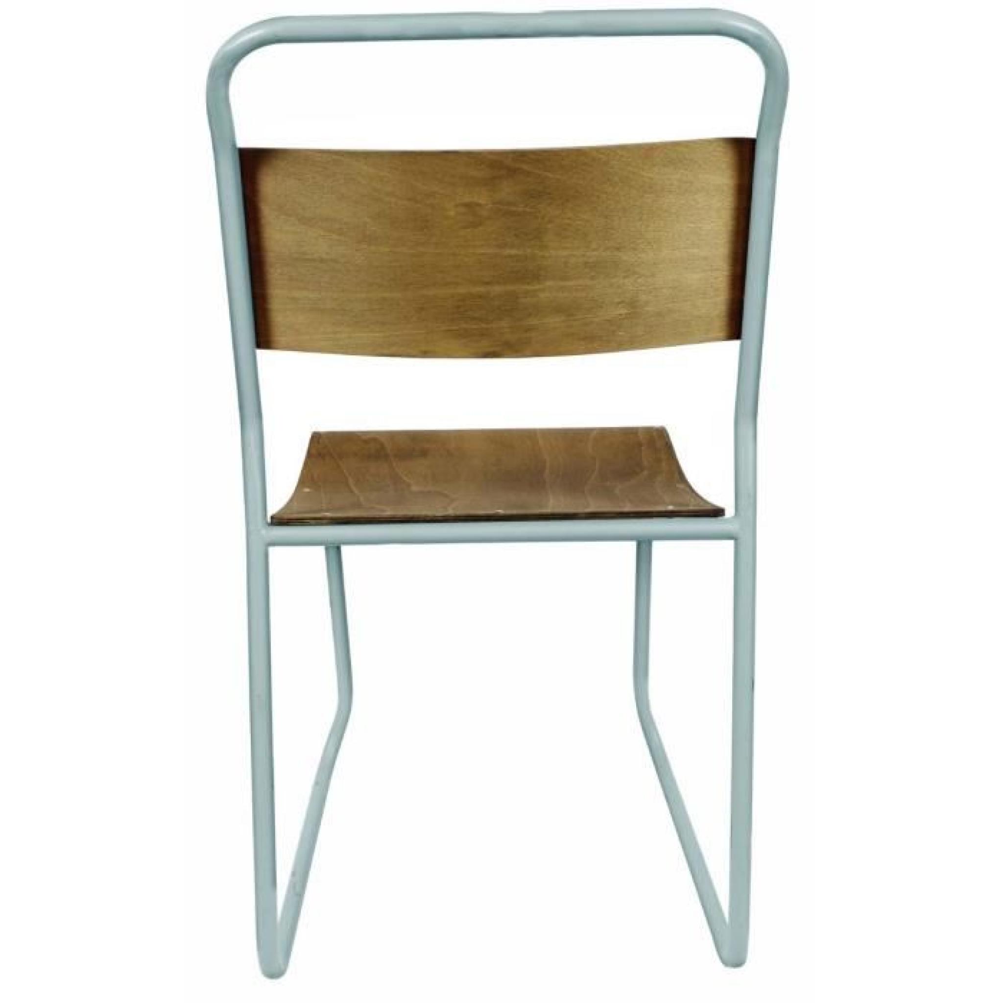 Chaise vintage bois métal Avior Couleur Bleu pastel pas cher